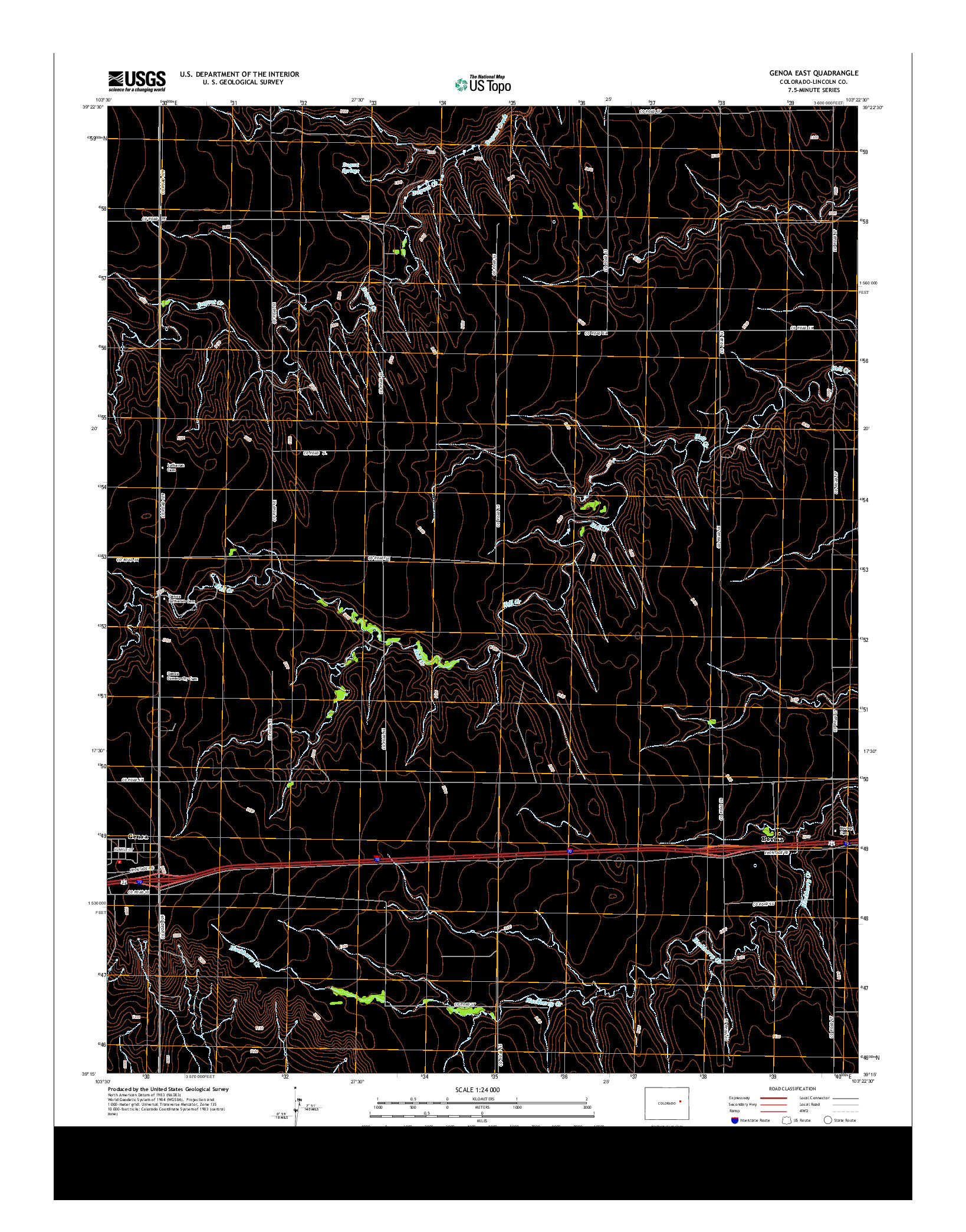 USGS US TOPO 7.5-MINUTE MAP FOR GENOA EAST, CO 2013