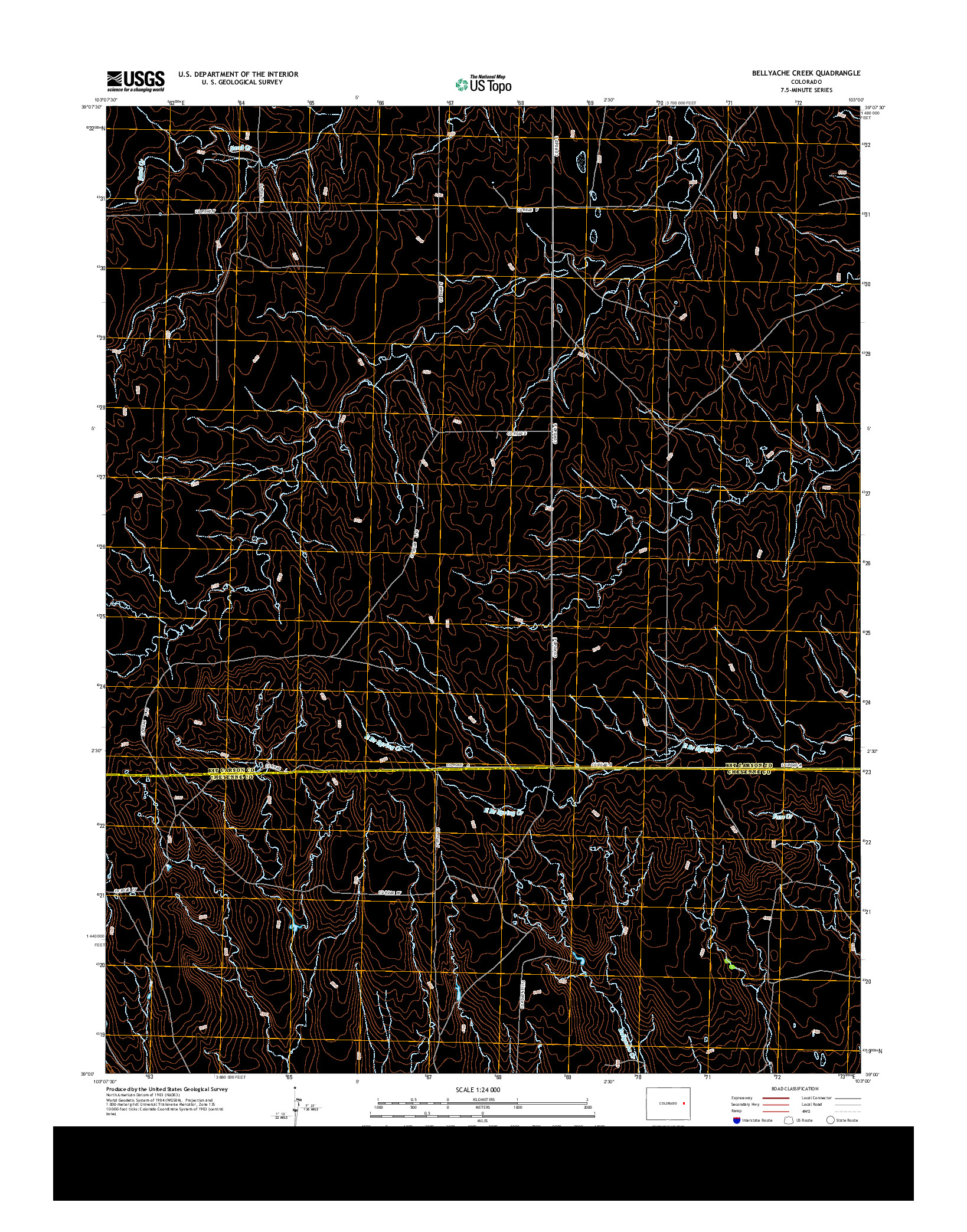 USGS US TOPO 7.5-MINUTE MAP FOR BELLYACHE CREEK, CO 2013