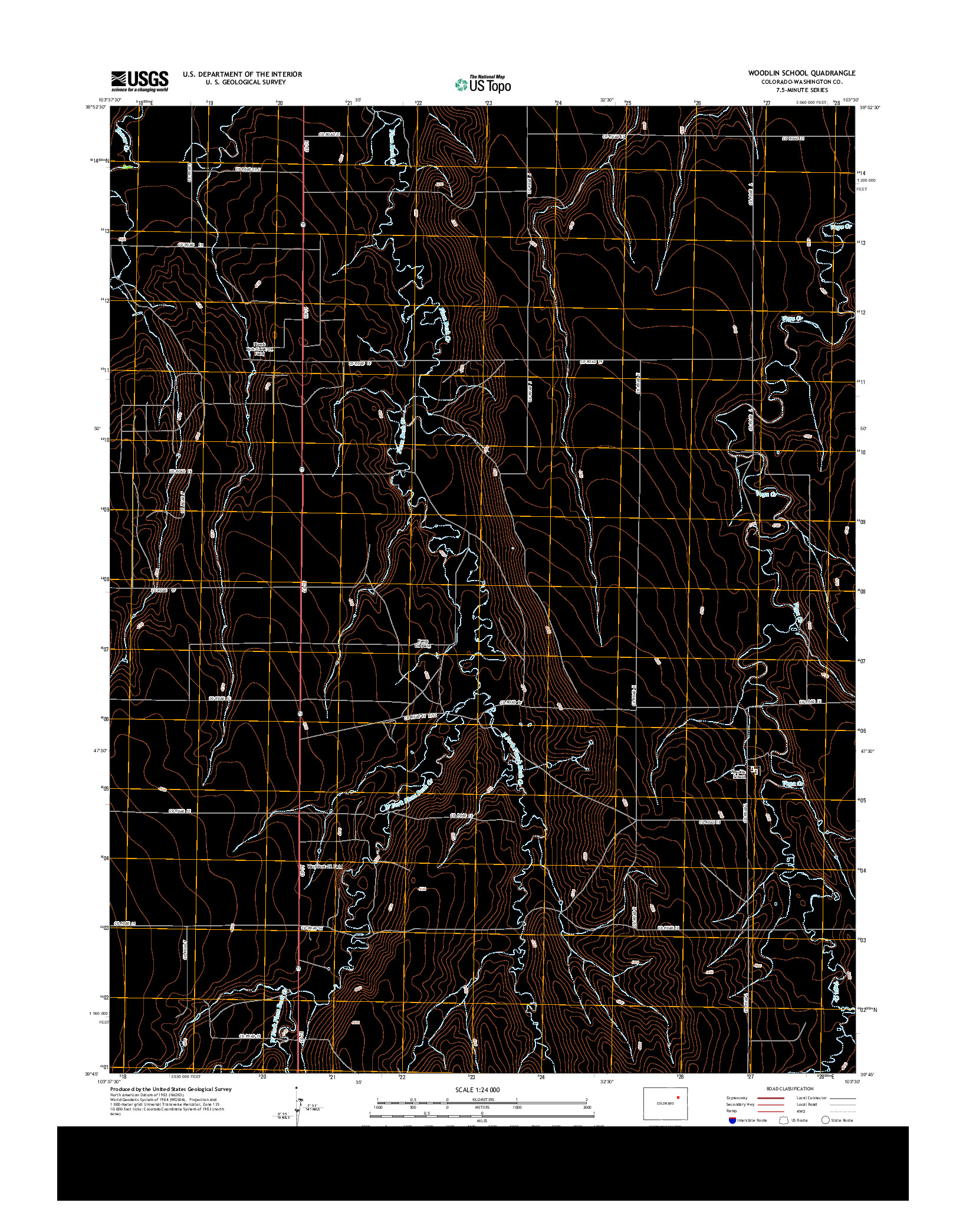 USGS US TOPO 7.5-MINUTE MAP FOR WOODLIN SCHOOL, CO 2013