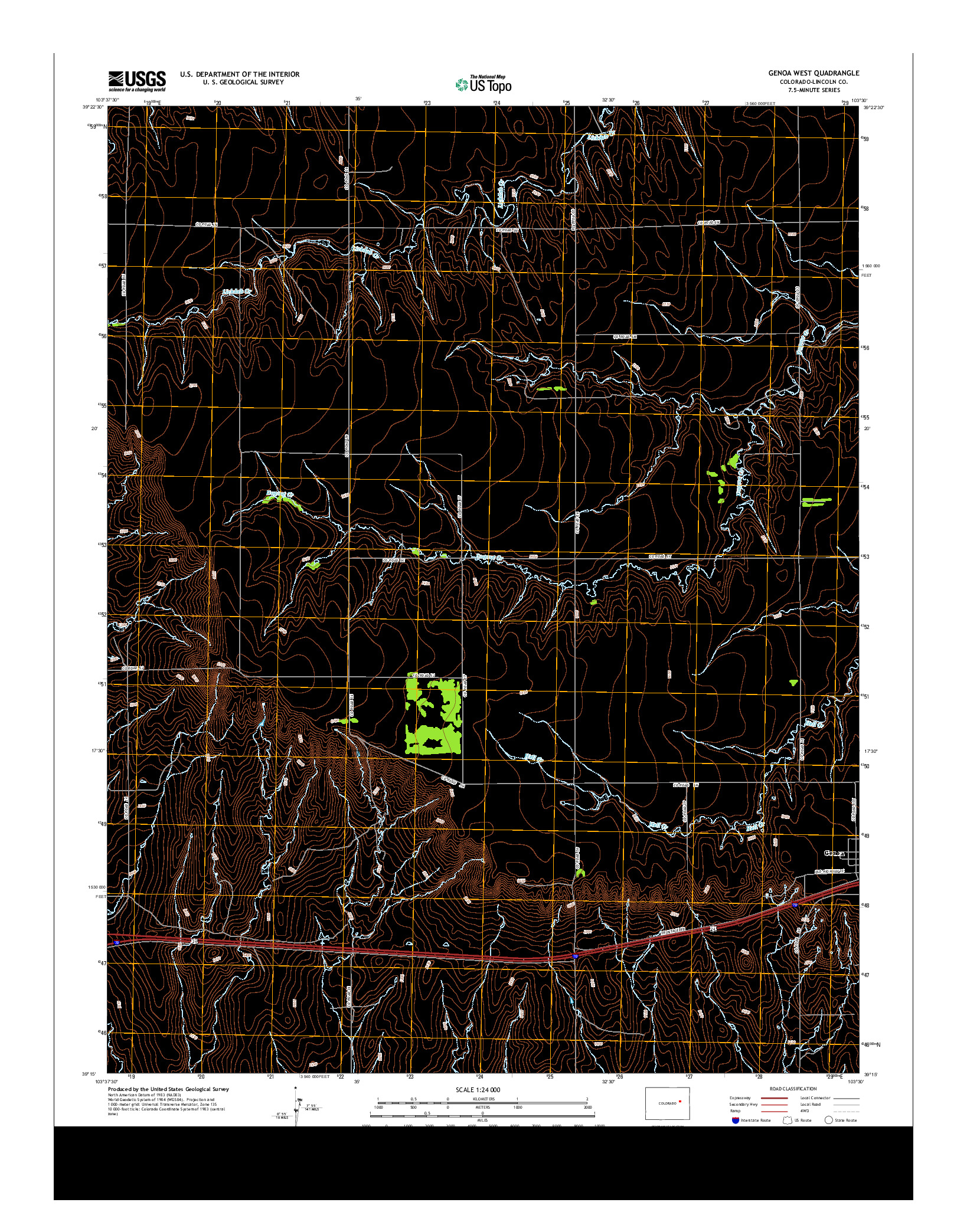 USGS US TOPO 7.5-MINUTE MAP FOR GENOA WEST, CO 2013