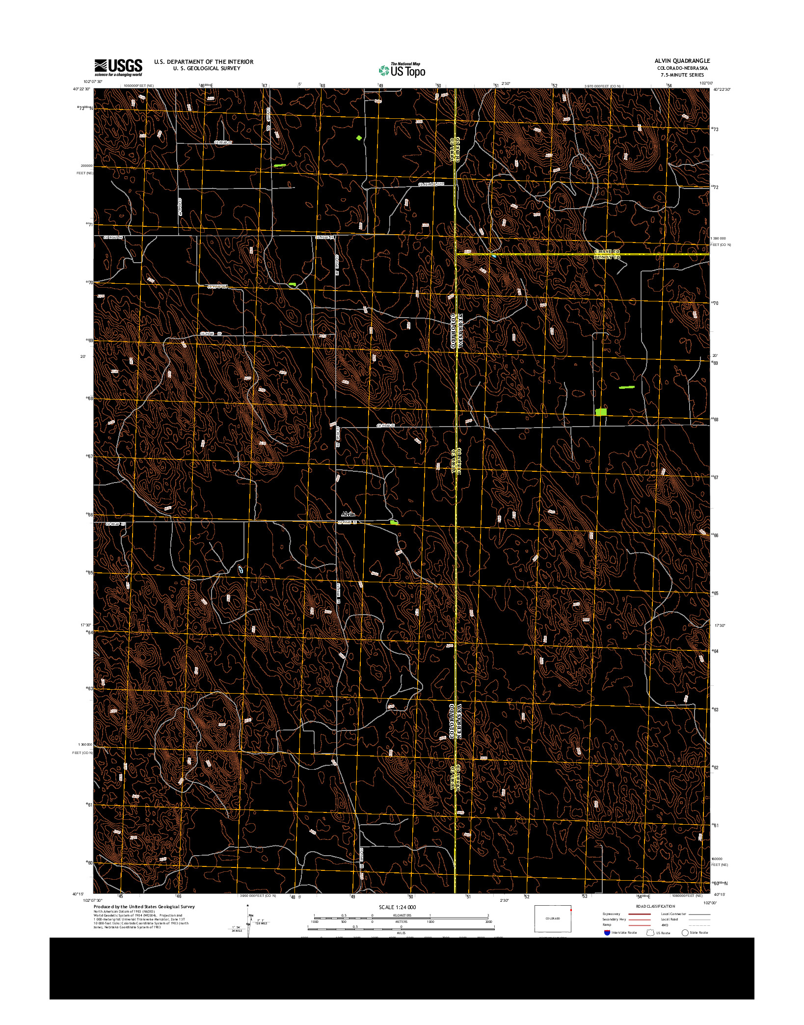 USGS US TOPO 7.5-MINUTE MAP FOR ALVIN, CO-NE 2013