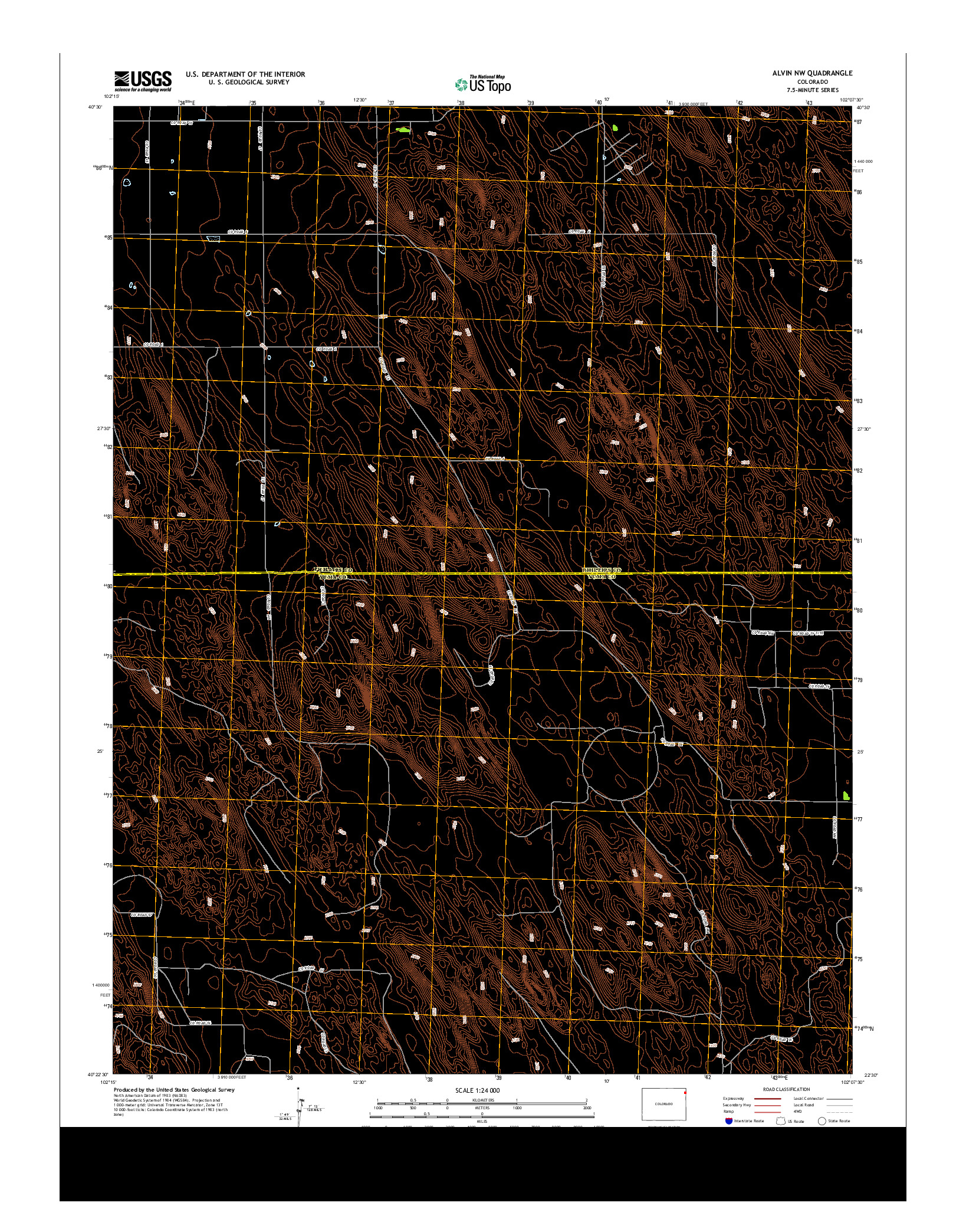 USGS US TOPO 7.5-MINUTE MAP FOR ALVIN NW, CO 2013