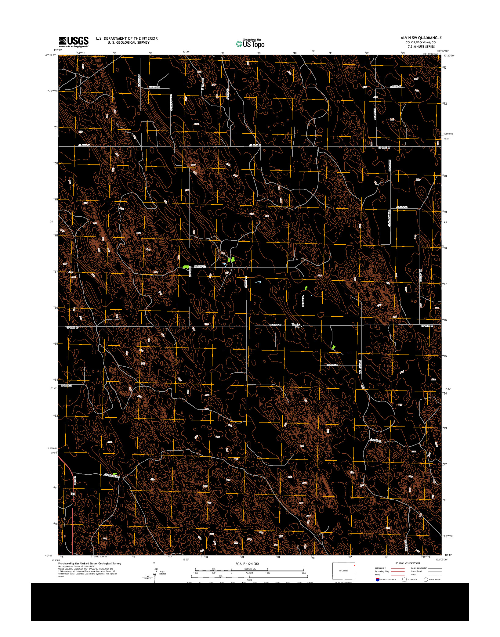 USGS US TOPO 7.5-MINUTE MAP FOR ALVIN SW, CO 2013