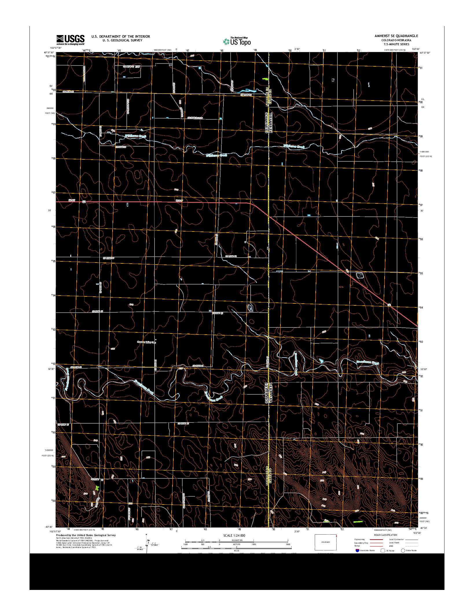 USGS US TOPO 7.5-MINUTE MAP FOR AMHERST SE, CO-NE 2013