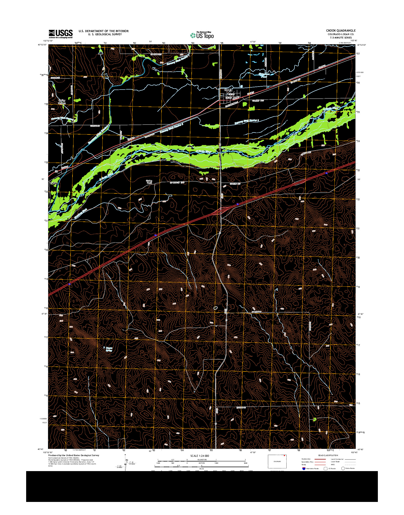 USGS US TOPO 7.5-MINUTE MAP FOR CROOK, CO 2013