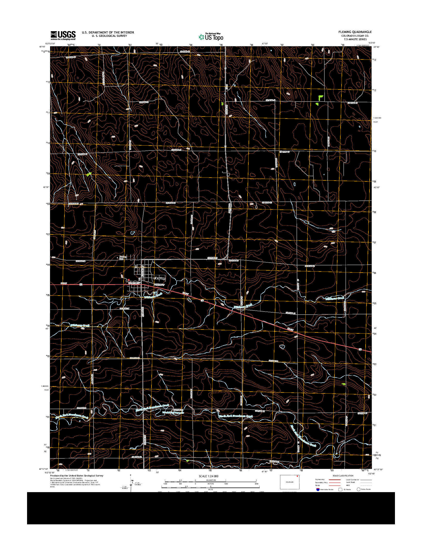 USGS US TOPO 7.5-MINUTE MAP FOR FLEMING, CO 2013