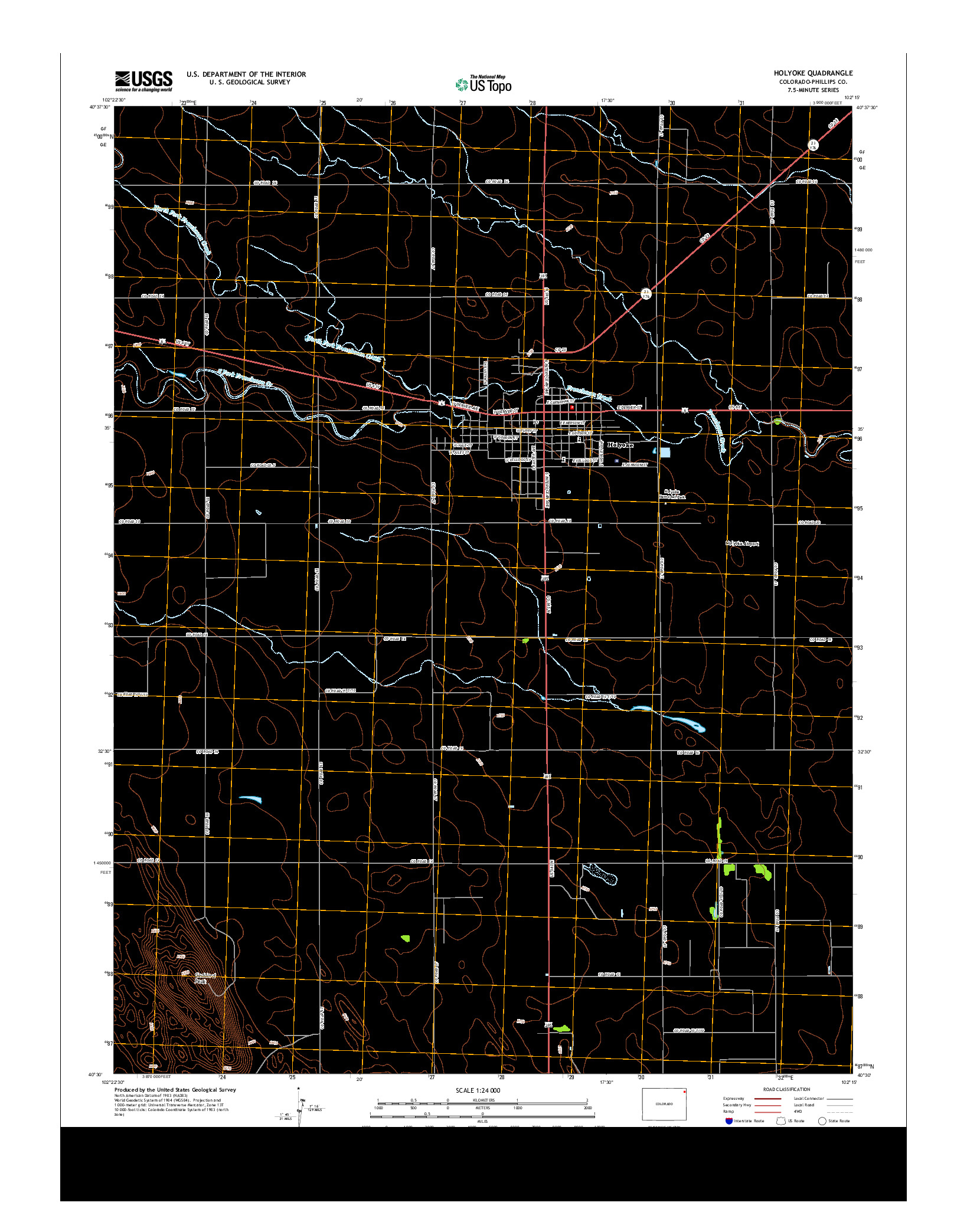 USGS US TOPO 7.5-MINUTE MAP FOR HOLYOKE, CO 2013