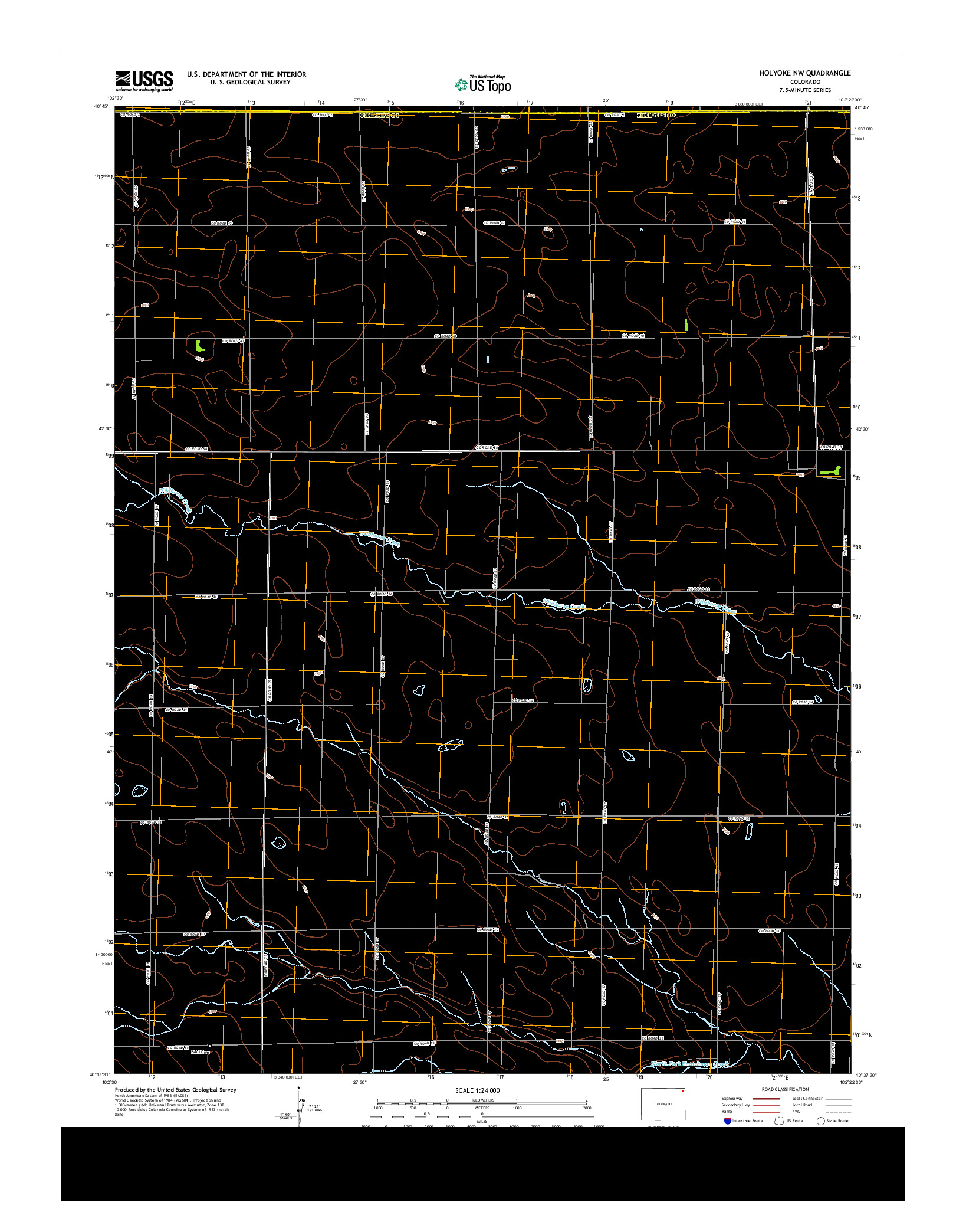 USGS US TOPO 7.5-MINUTE MAP FOR HOLYOKE NW, CO 2013