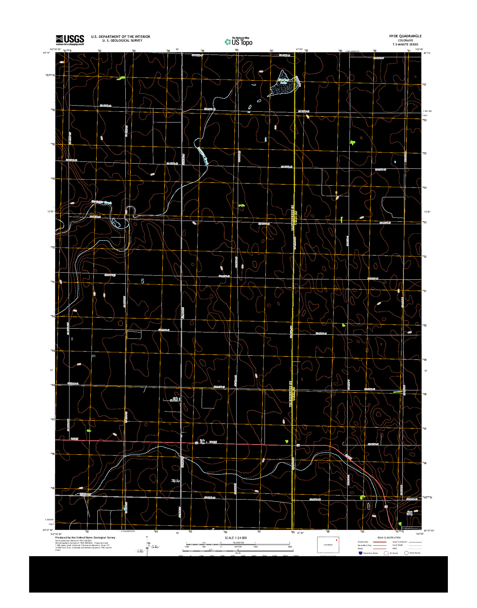 USGS US TOPO 7.5-MINUTE MAP FOR HYDE, CO 2013