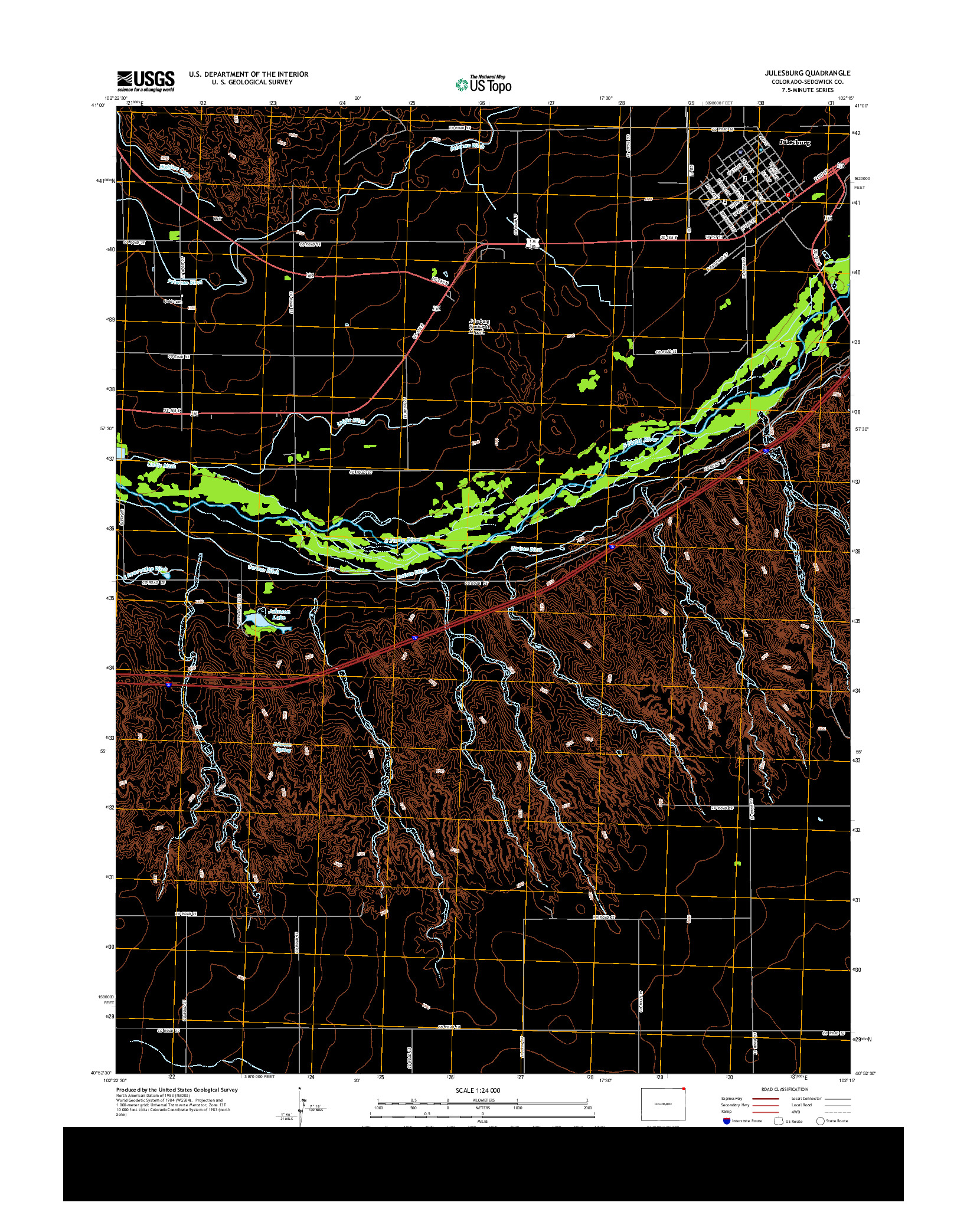 USGS US TOPO 7.5-MINUTE MAP FOR JULESBURG, CO 2013