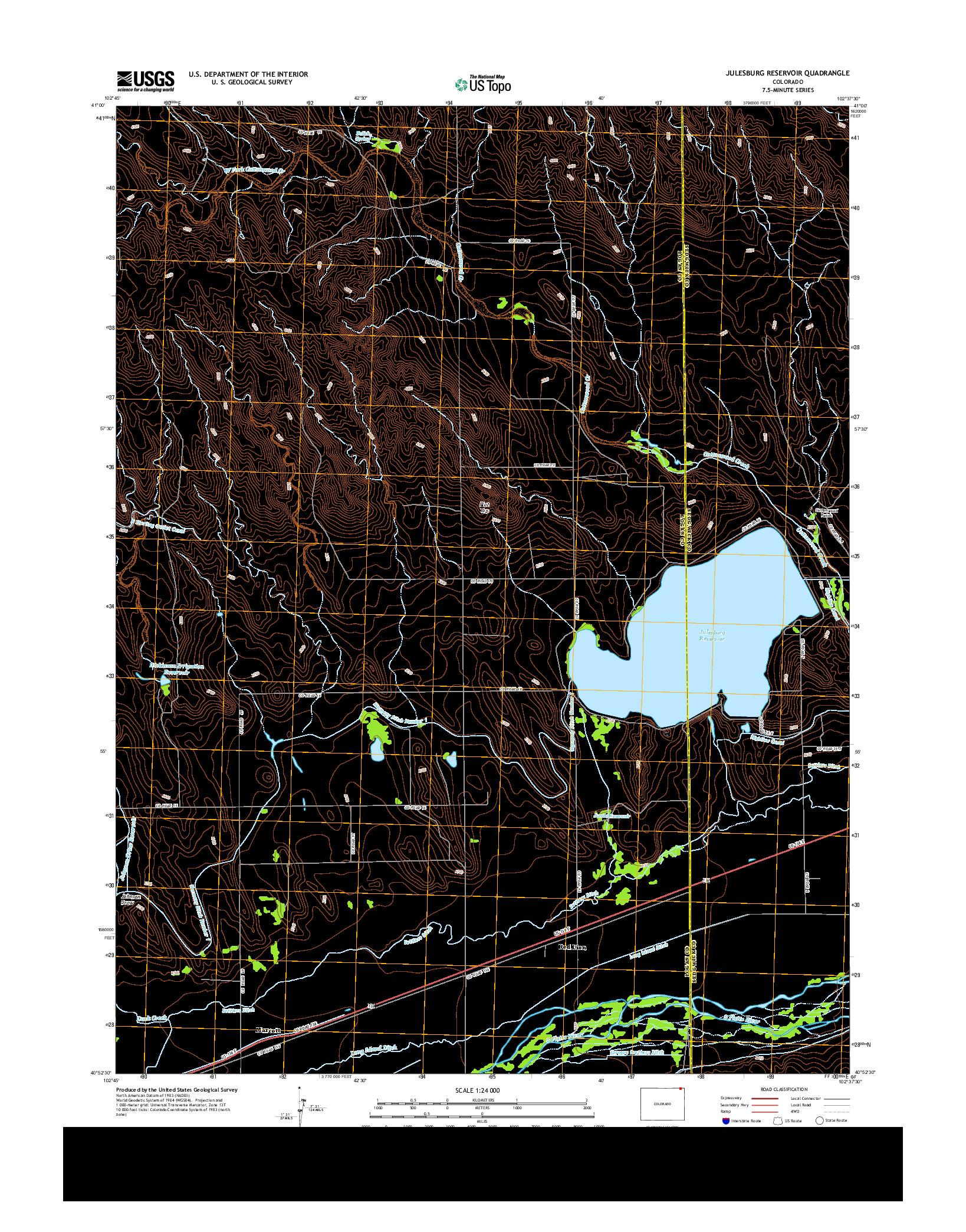 USGS US TOPO 7.5-MINUTE MAP FOR JULESBURG RESERVOIR, CO 2013
