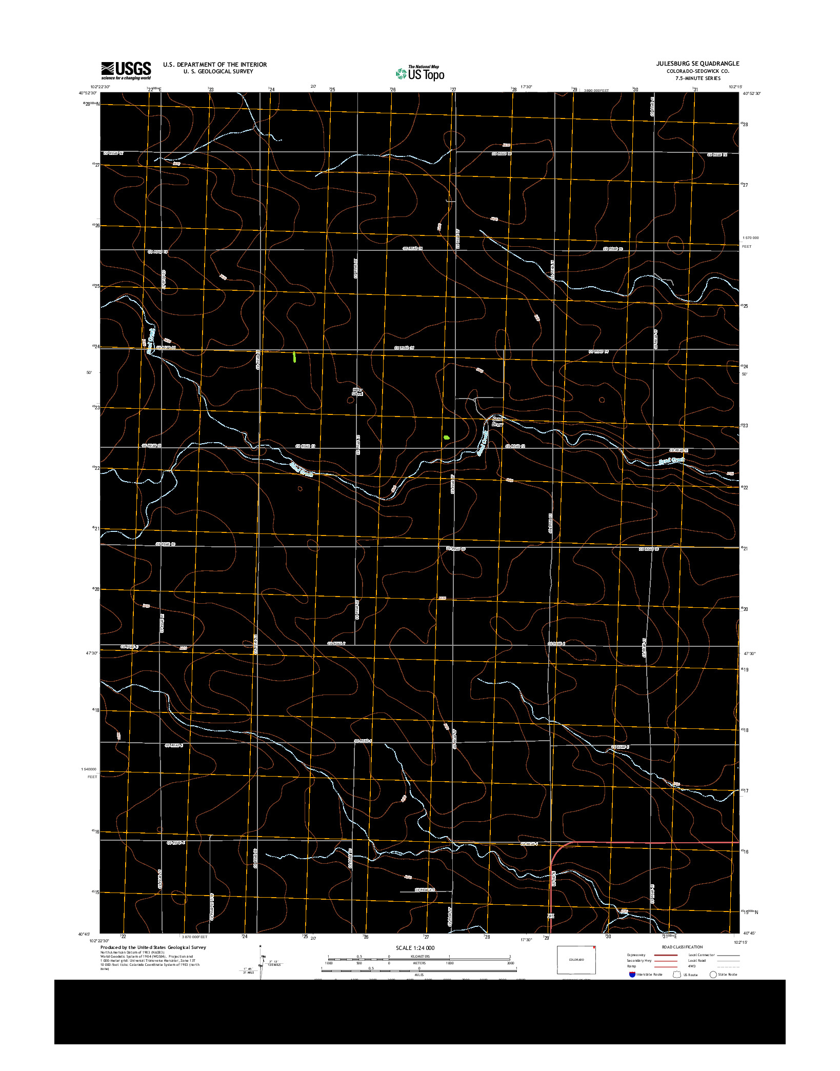 USGS US TOPO 7.5-MINUTE MAP FOR JULESBURG SE, CO 2013