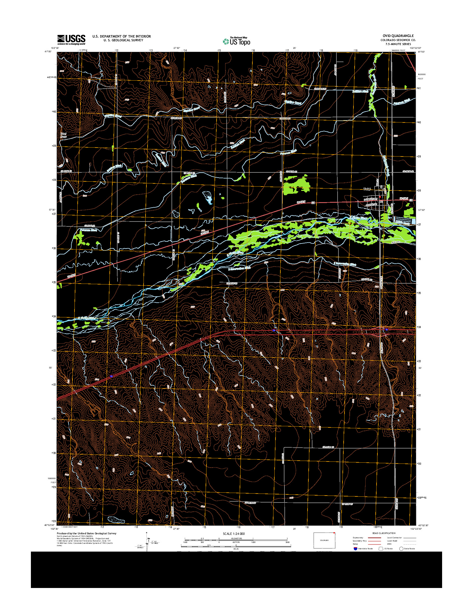 USGS US TOPO 7.5-MINUTE MAP FOR OVID, CO 2013