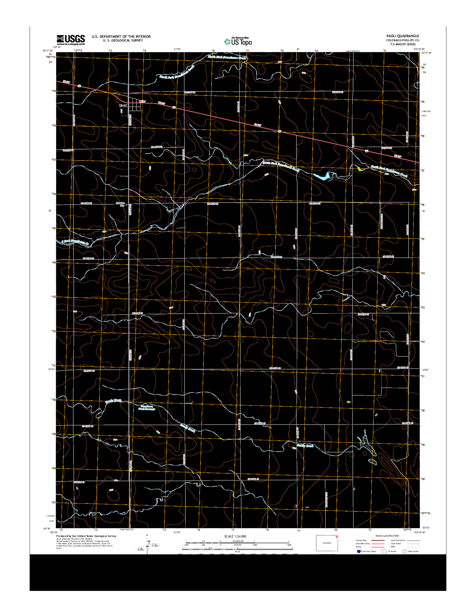 USGS US TOPO 7.5-MINUTE MAP FOR PAOLI, CO 2013