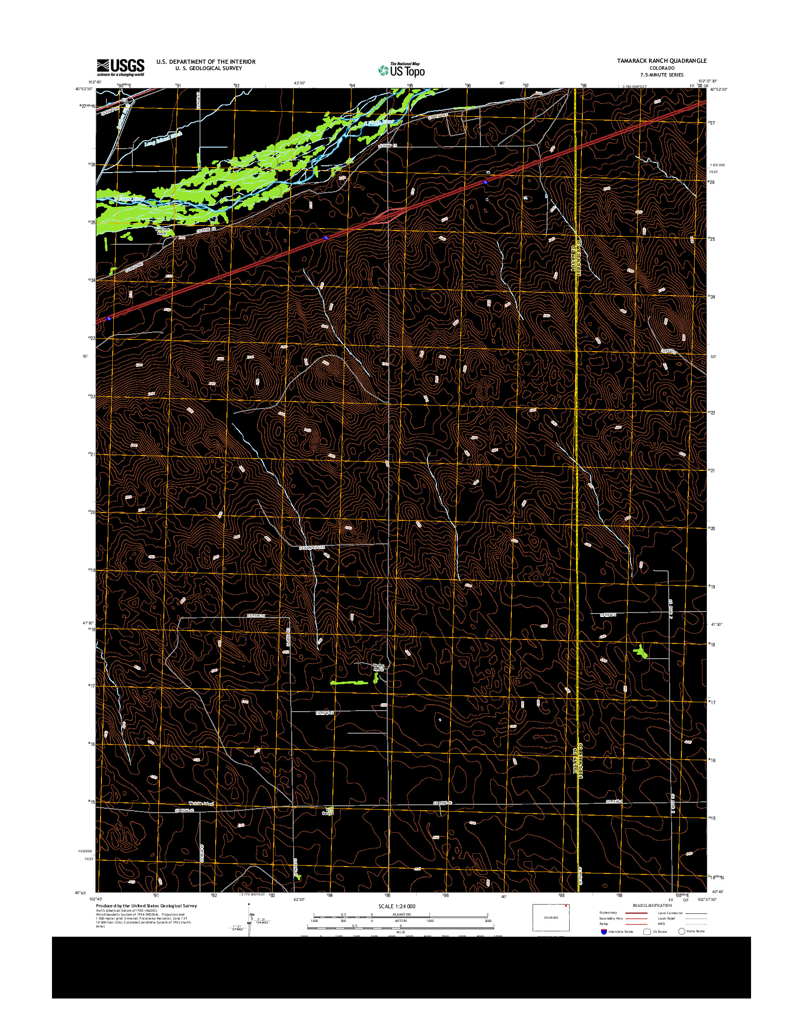 USGS US TOPO 7.5-MINUTE MAP FOR TAMARACK RANCH, CO 2013