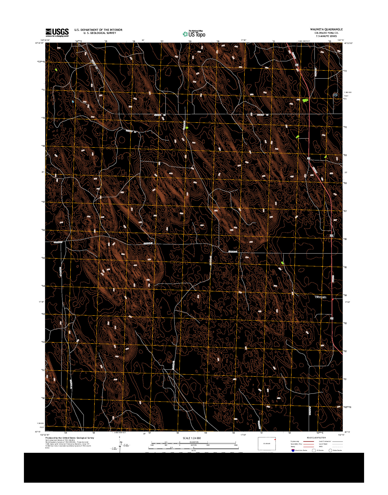 USGS US TOPO 7.5-MINUTE MAP FOR WAUNETA, CO 2013