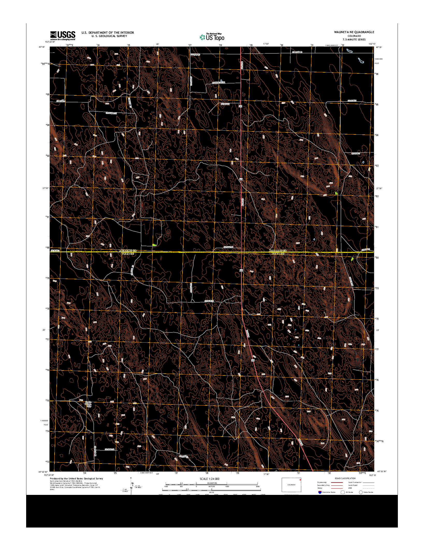 USGS US TOPO 7.5-MINUTE MAP FOR WAUNETA NE, CO 2013