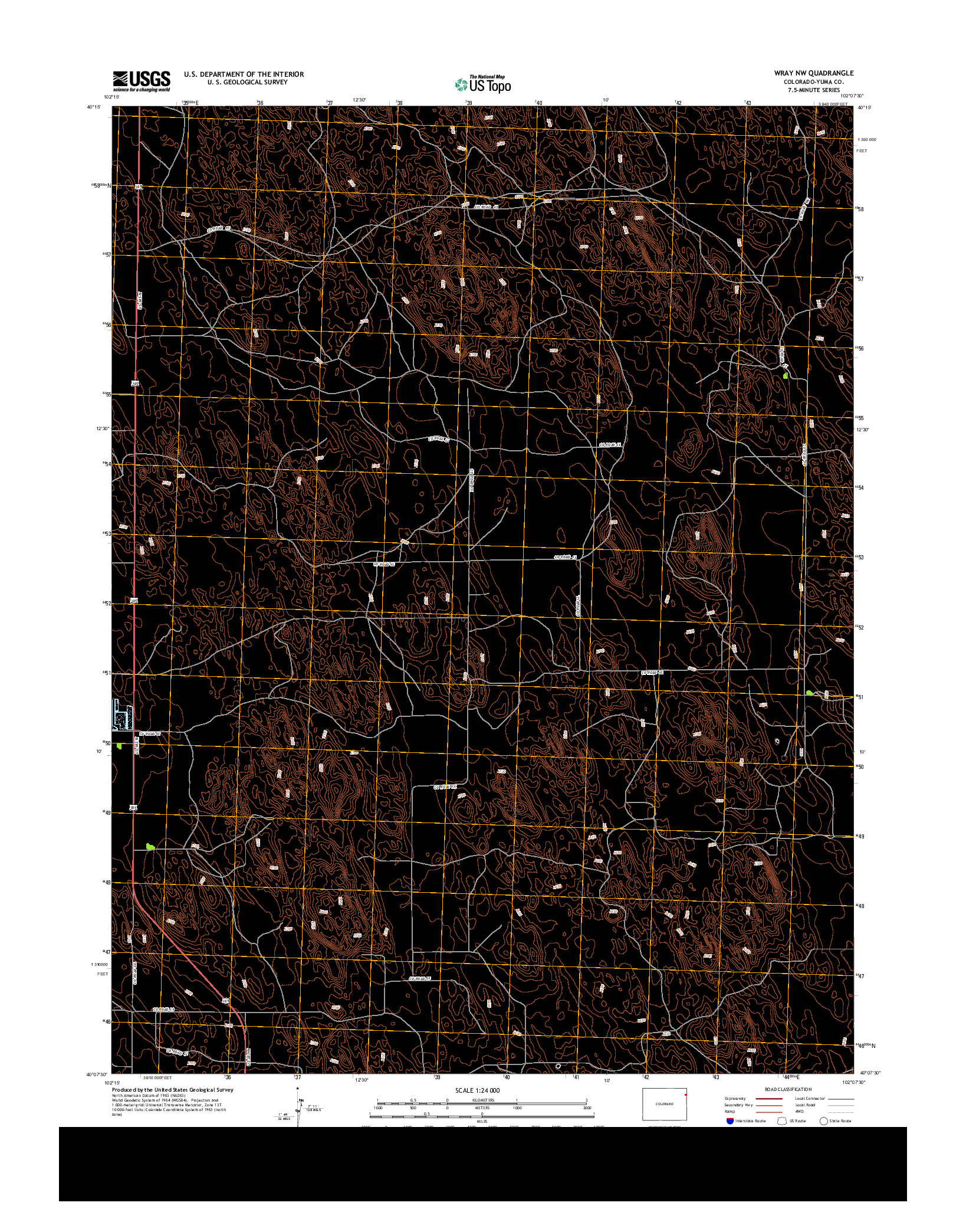 USGS US TOPO 7.5-MINUTE MAP FOR WRAY NW, CO 2013