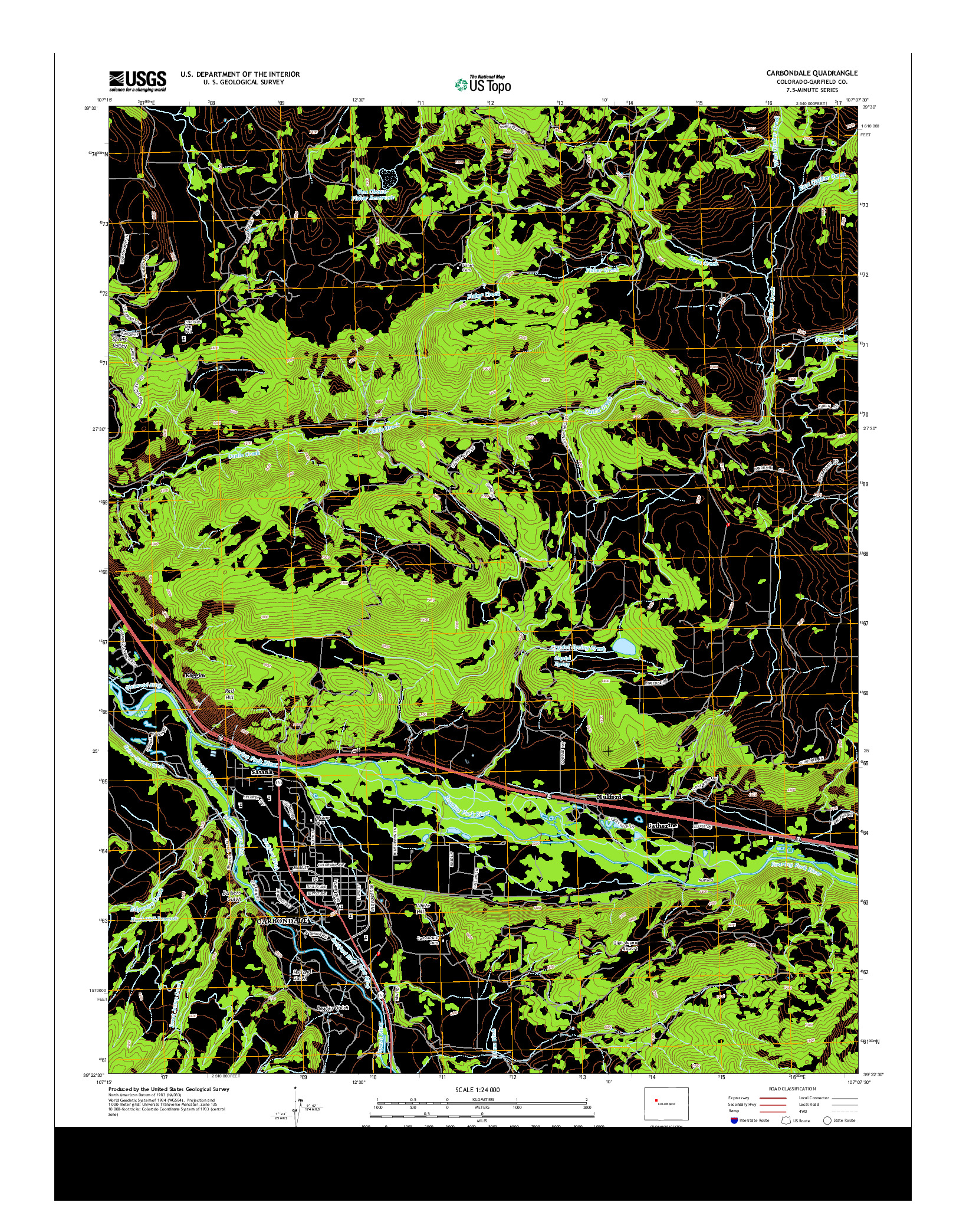 USGS US TOPO 7.5-MINUTE MAP FOR CARBONDALE, CO 2013