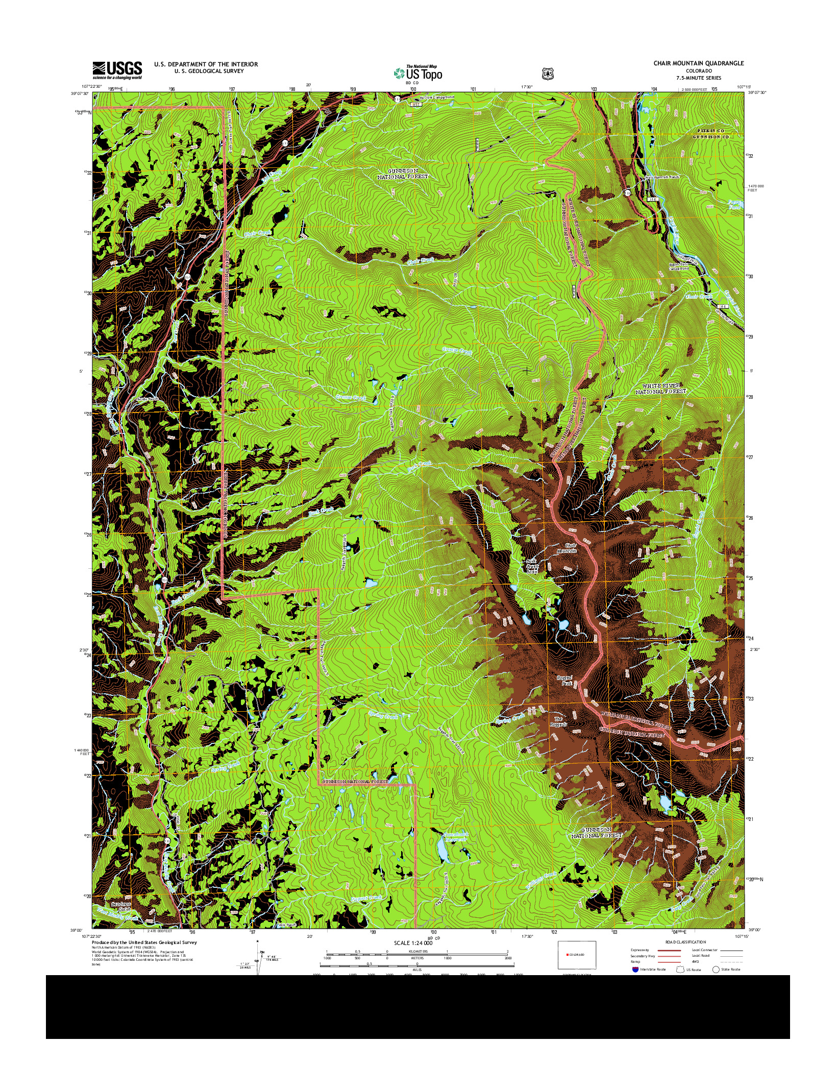 USGS US TOPO 7.5-MINUTE MAP FOR CHAIR MOUNTAIN, CO 2013