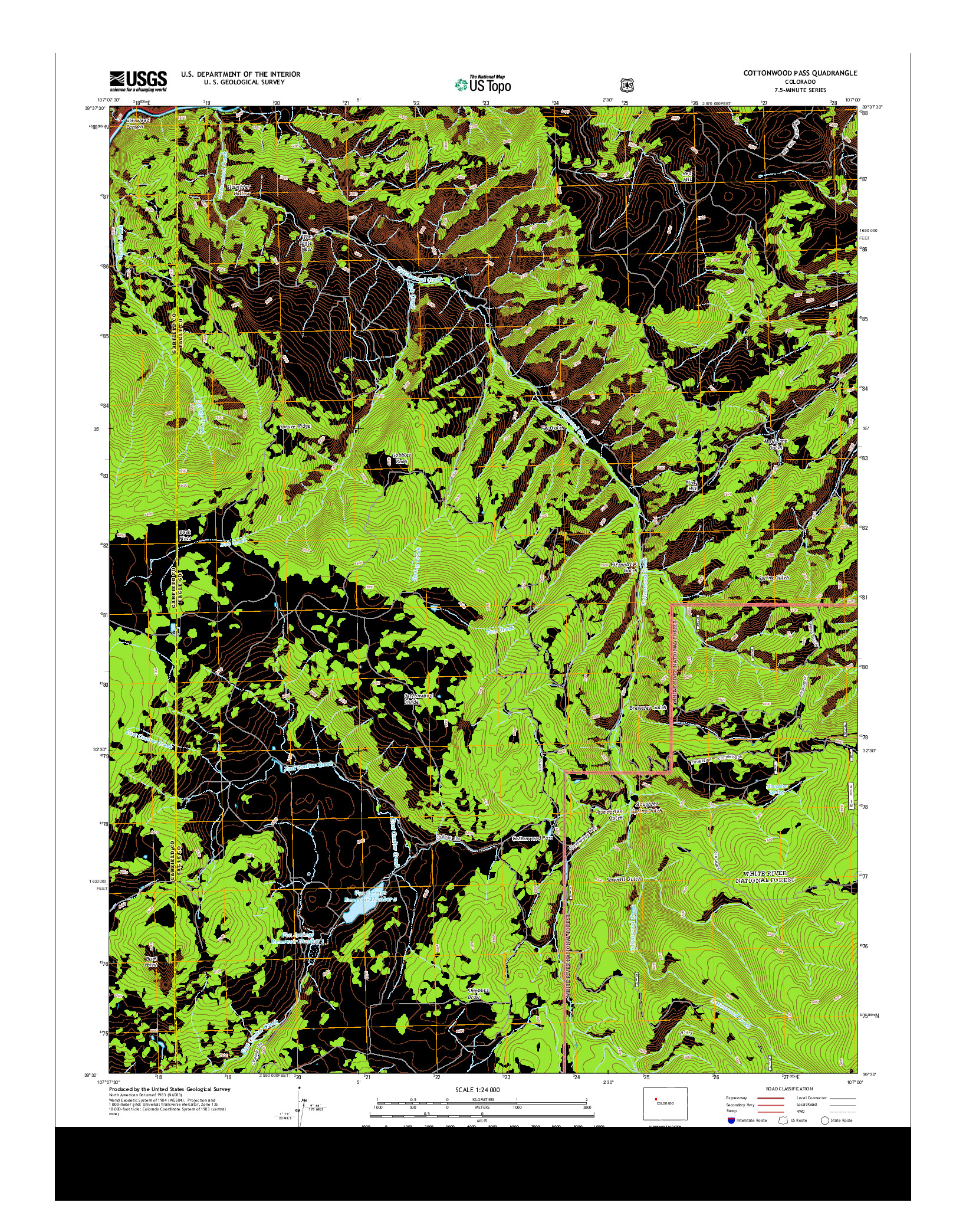 USGS US TOPO 7.5-MINUTE MAP FOR COTTONWOOD PASS, CO 2013