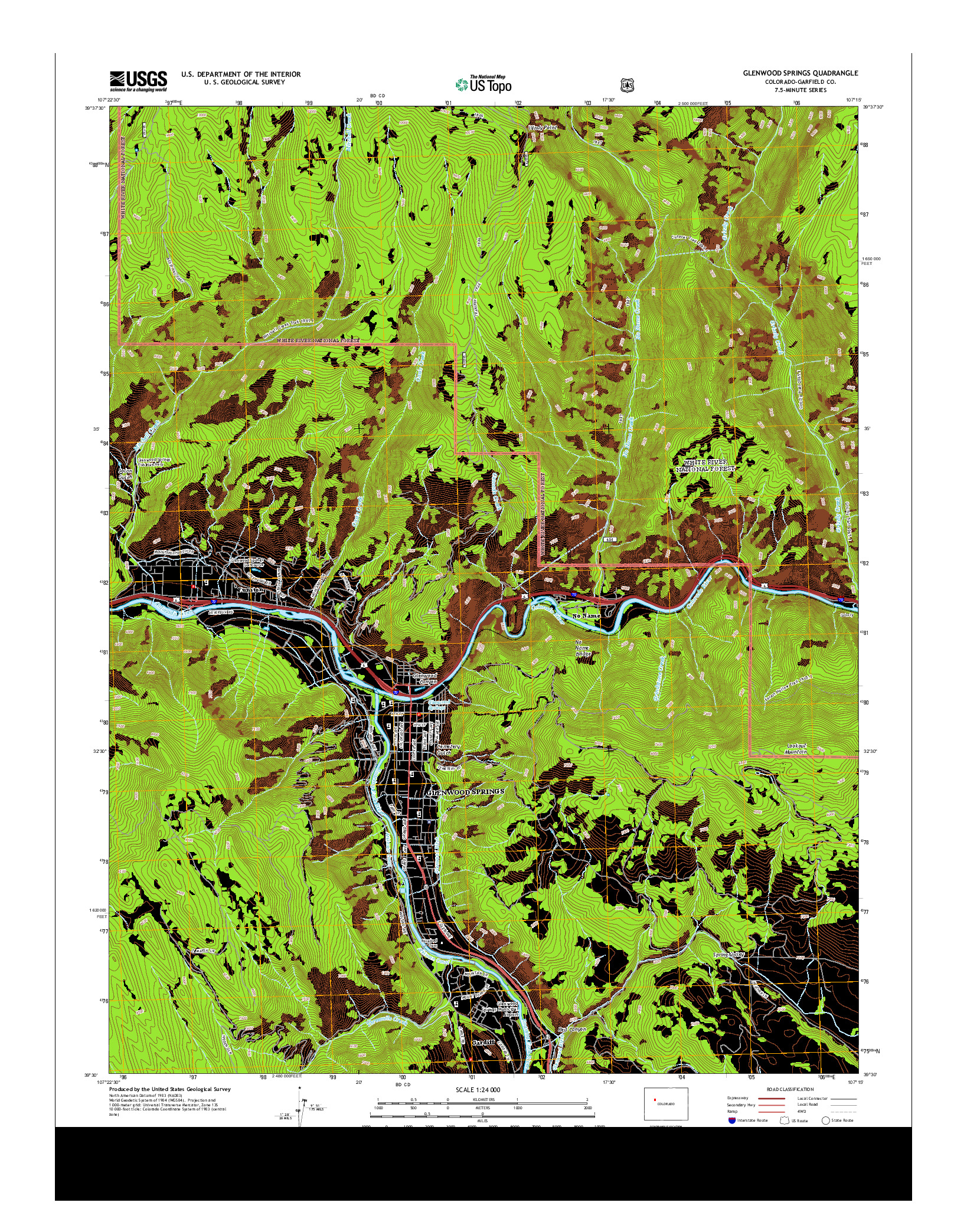 USGS US TOPO 7.5-MINUTE MAP FOR GLENWOOD SPRINGS, CO 2013