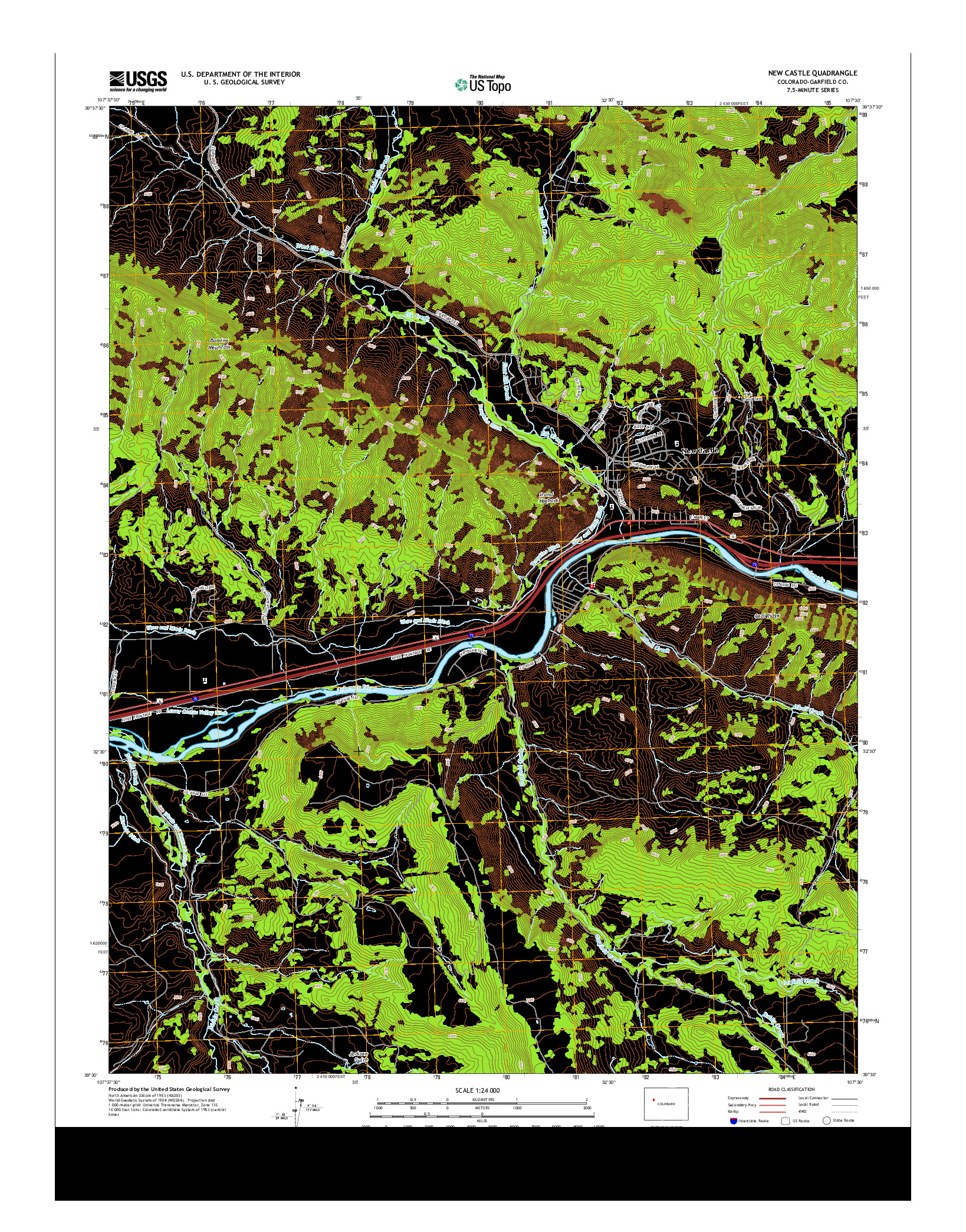 USGS US TOPO 7.5-MINUTE MAP FOR NEW CASTLE, CO 2013