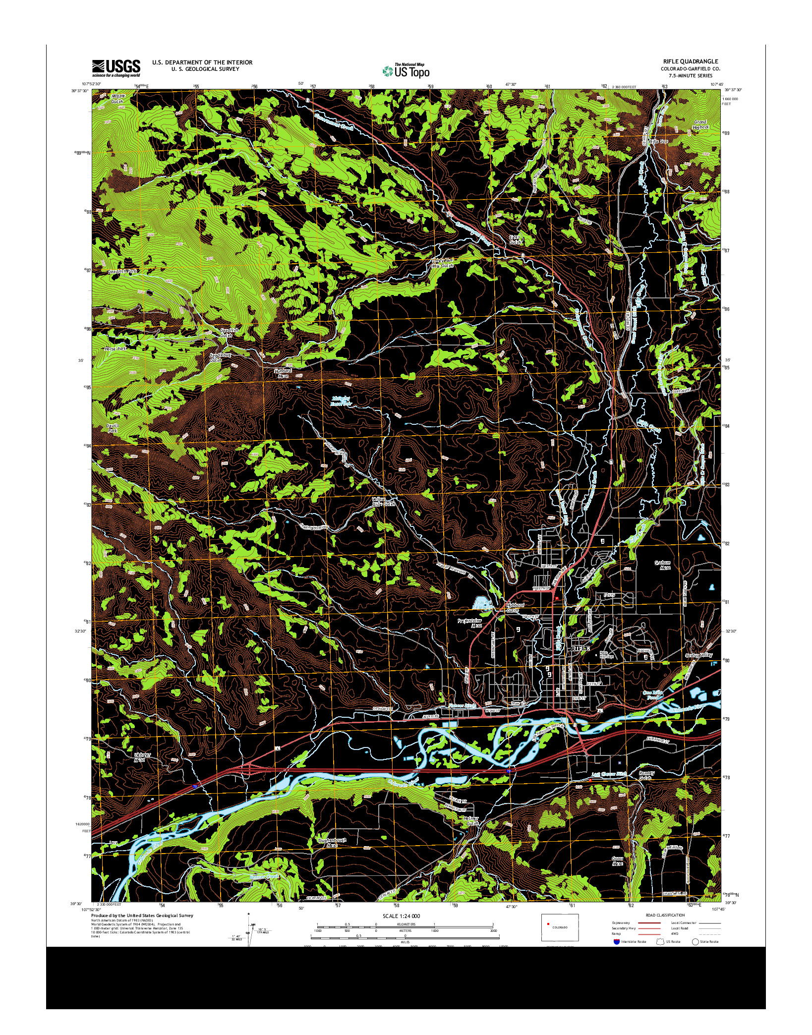 USGS US TOPO 7.5-MINUTE MAP FOR RIFLE, CO 2013