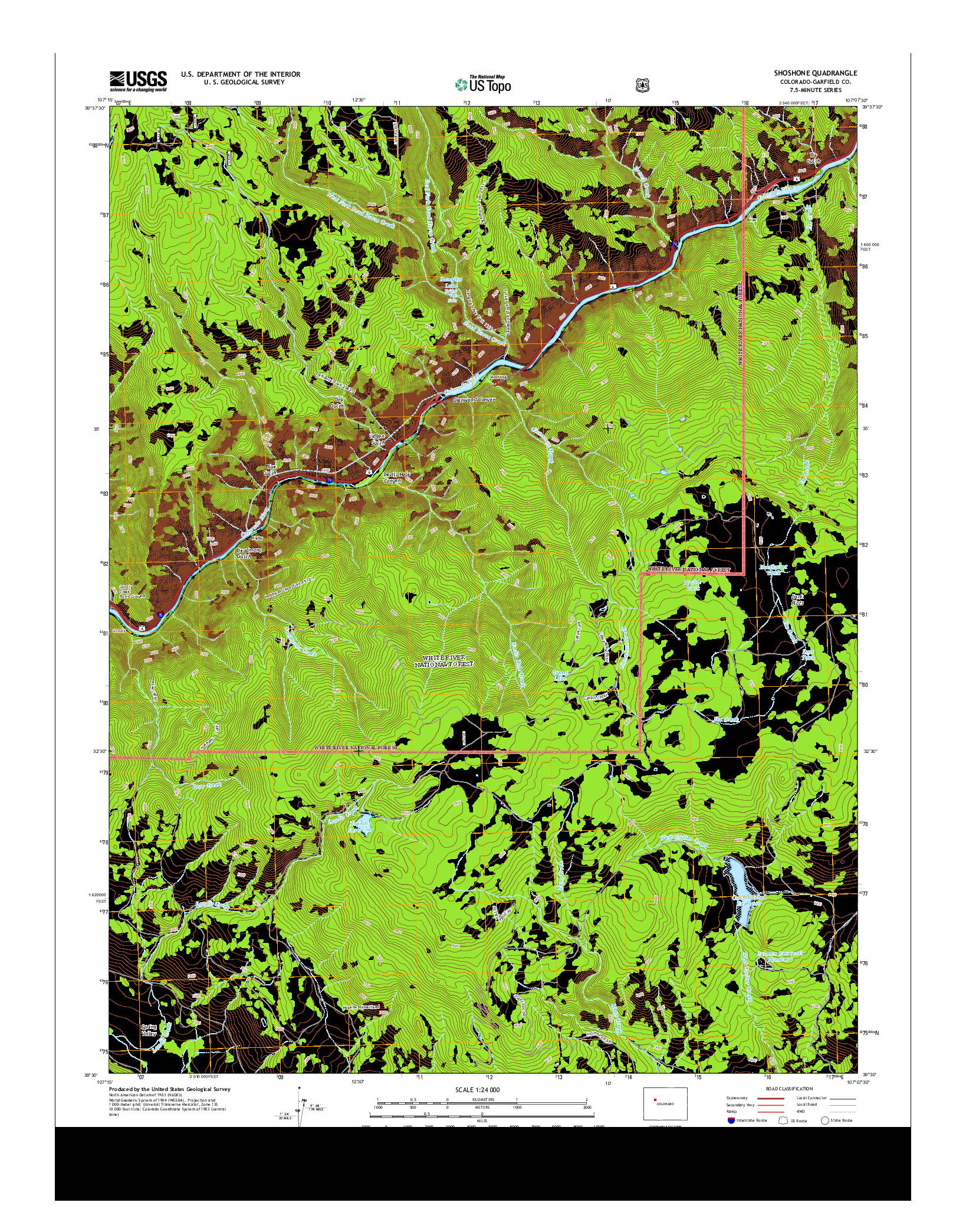 USGS US TOPO 7.5-MINUTE MAP FOR SHOSHONE, CO 2013