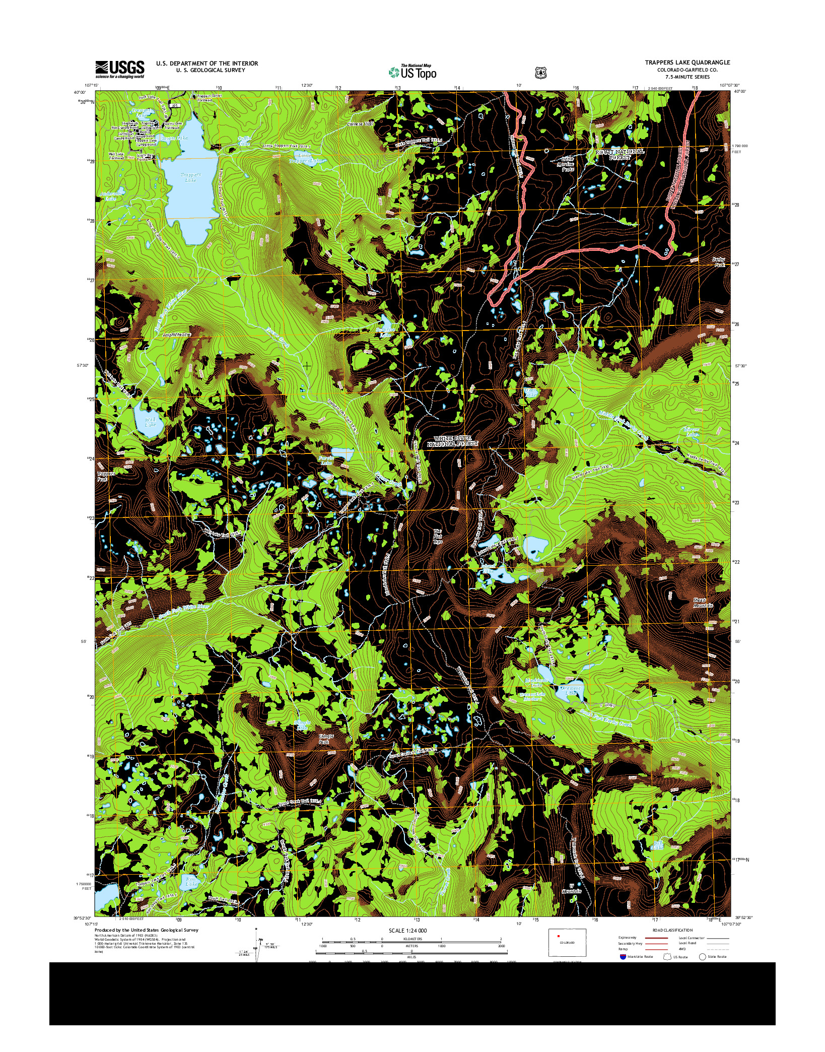 USGS US TOPO 7.5-MINUTE MAP FOR TRAPPERS LAKE, CO 2013