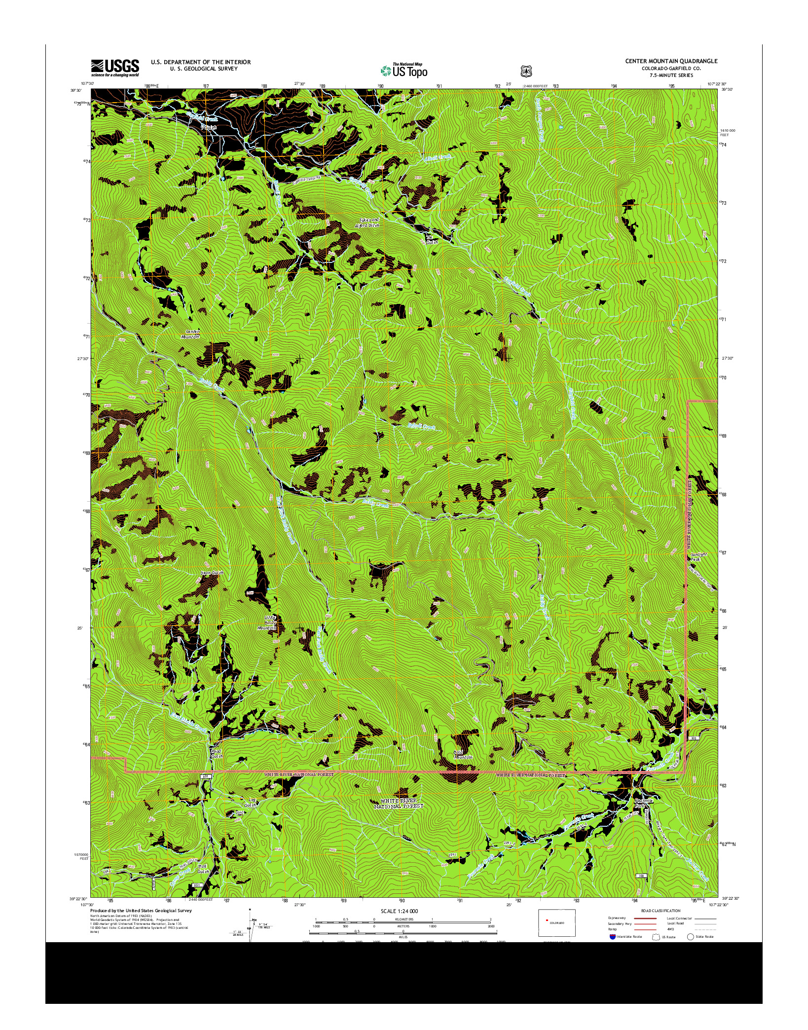 USGS US TOPO 7.5-MINUTE MAP FOR CENTER MOUNTAIN, CO 2013