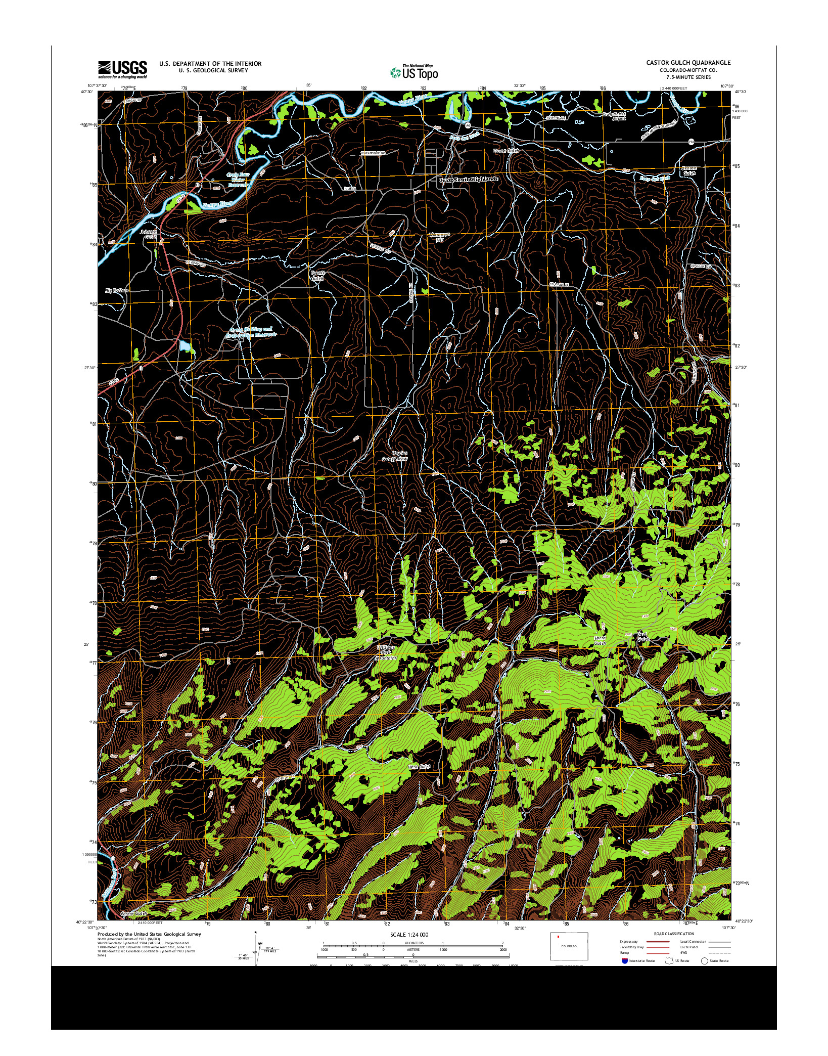 USGS US TOPO 7.5-MINUTE MAP FOR CASTOR GULCH, CO 2013