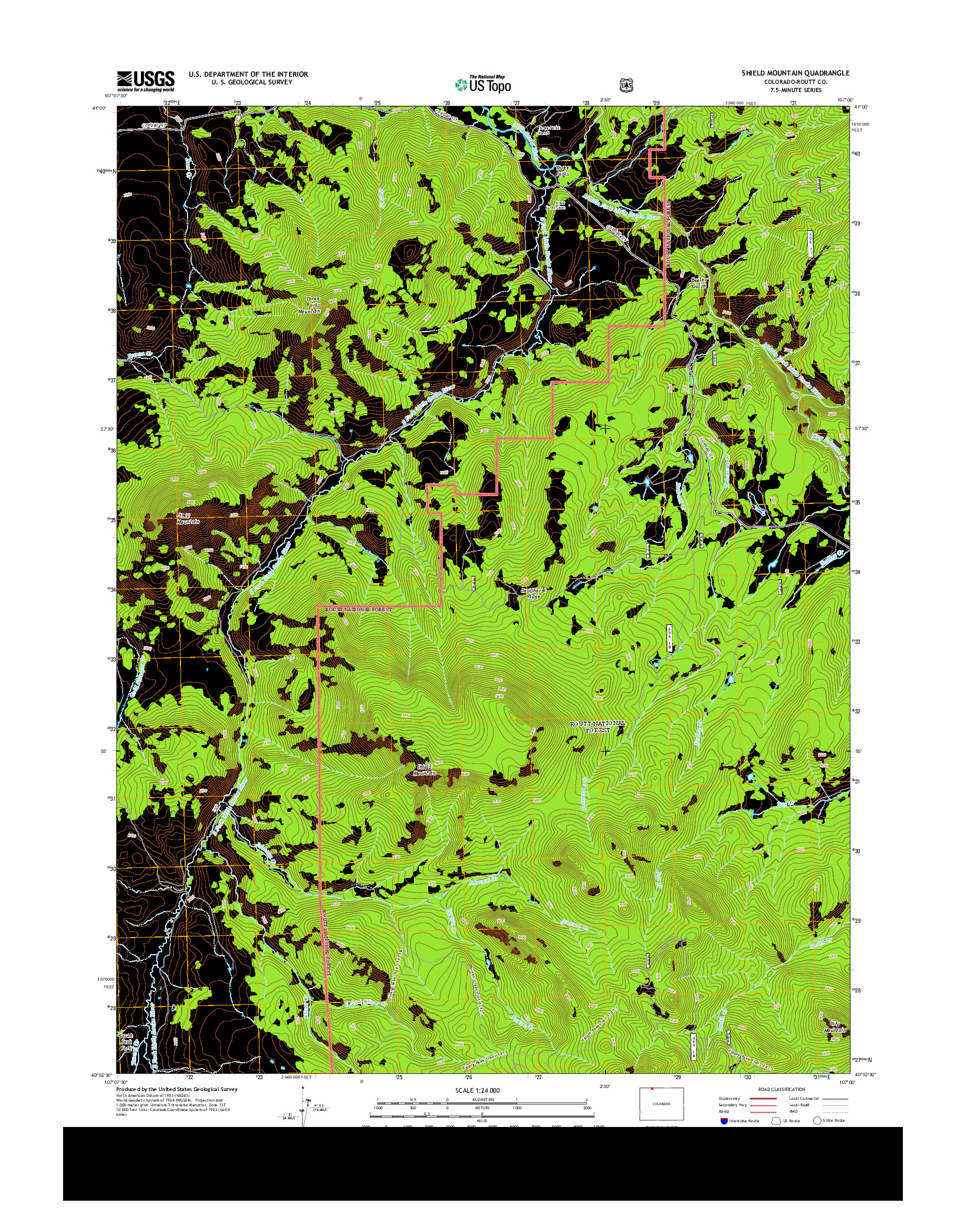 USGS US TOPO 7.5-MINUTE MAP FOR SHIELD MOUNTAIN, CO 2013