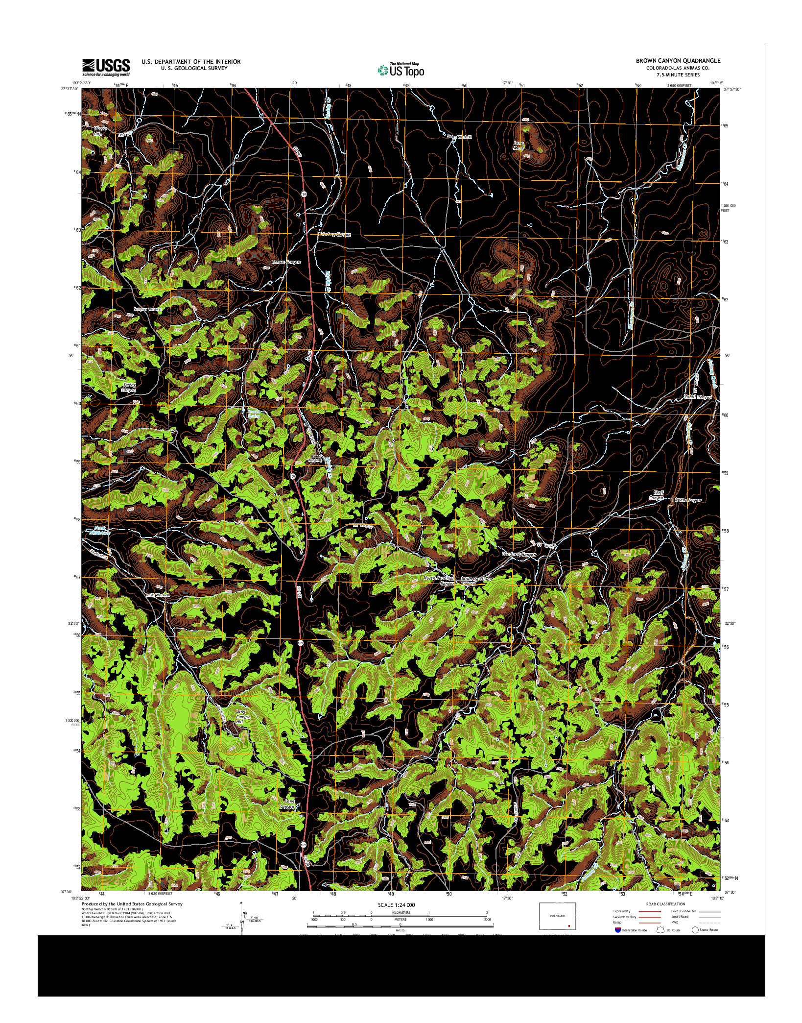 USGS US TOPO 7.5-MINUTE MAP FOR BROWN CANYON, CO 2013