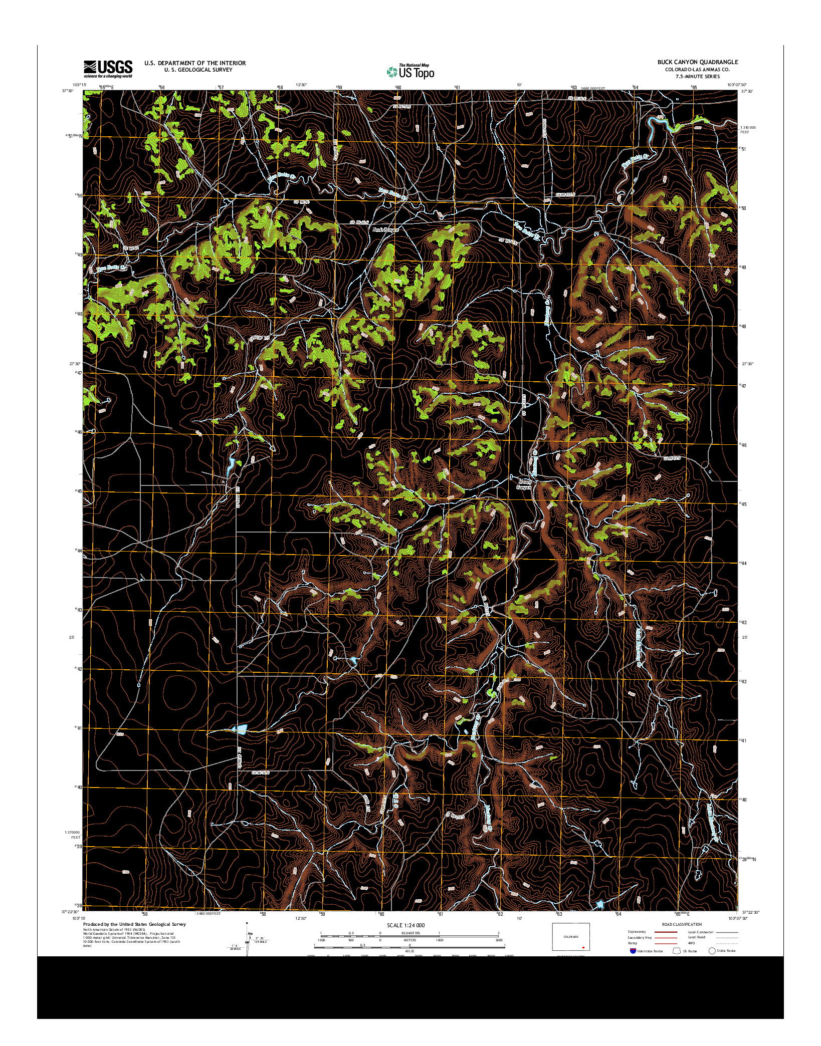 USGS US TOPO 7.5-MINUTE MAP FOR BUCK CANYON, CO 2013