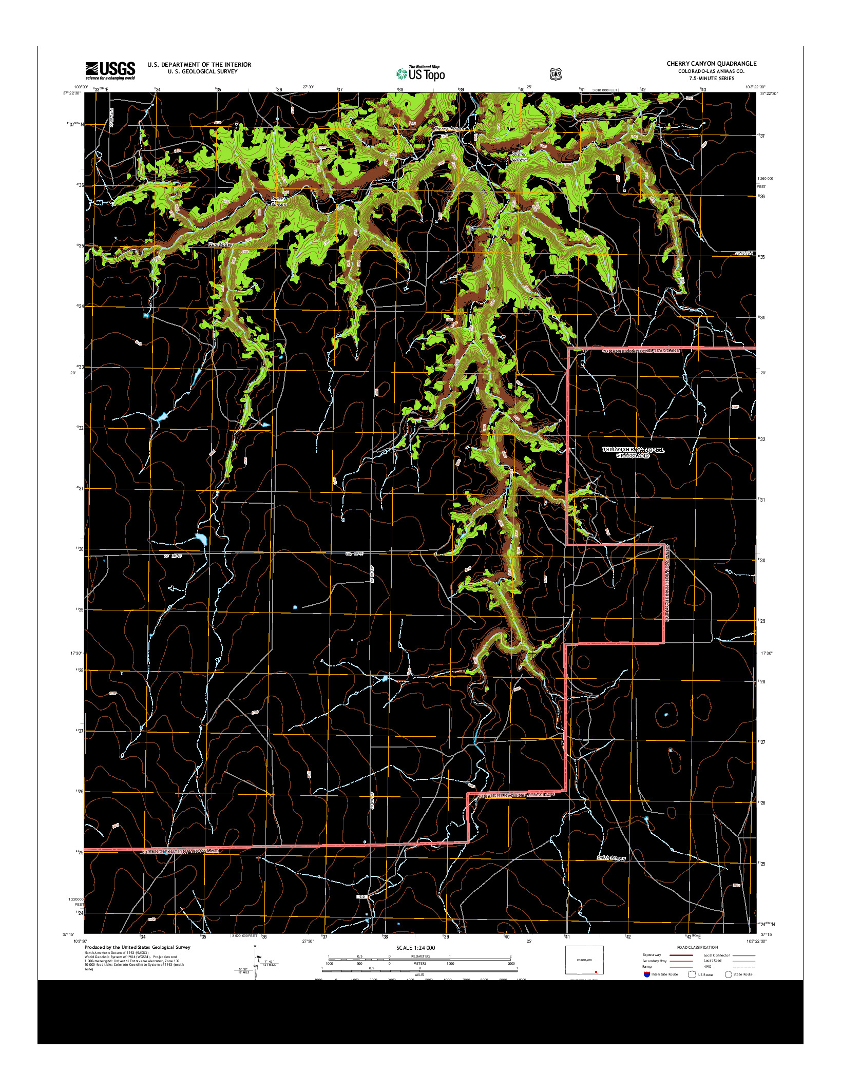 USGS US TOPO 7.5-MINUTE MAP FOR CHERRY CANYON, CO 2013