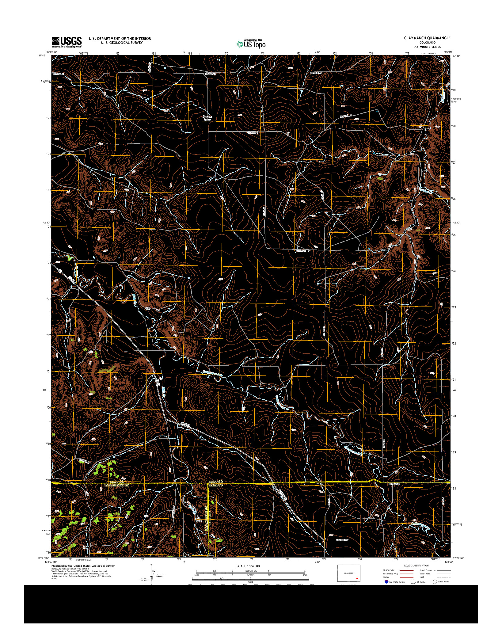 USGS US TOPO 7.5-MINUTE MAP FOR CLAY RANCH, CO 2013