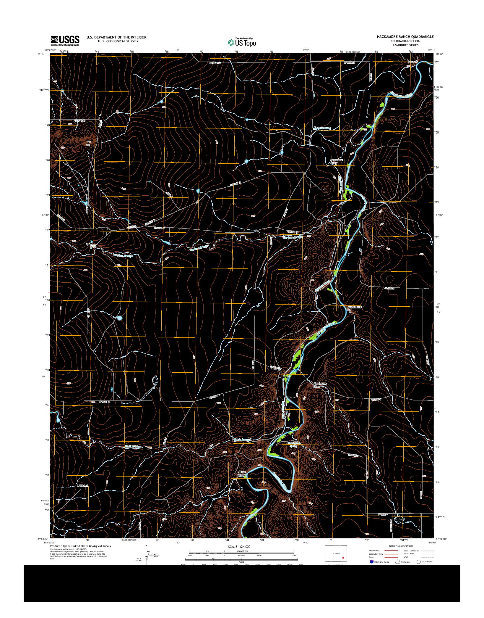 USGS US TOPO 7.5-MINUTE MAP FOR HACKAMORE RANCH, CO 2013