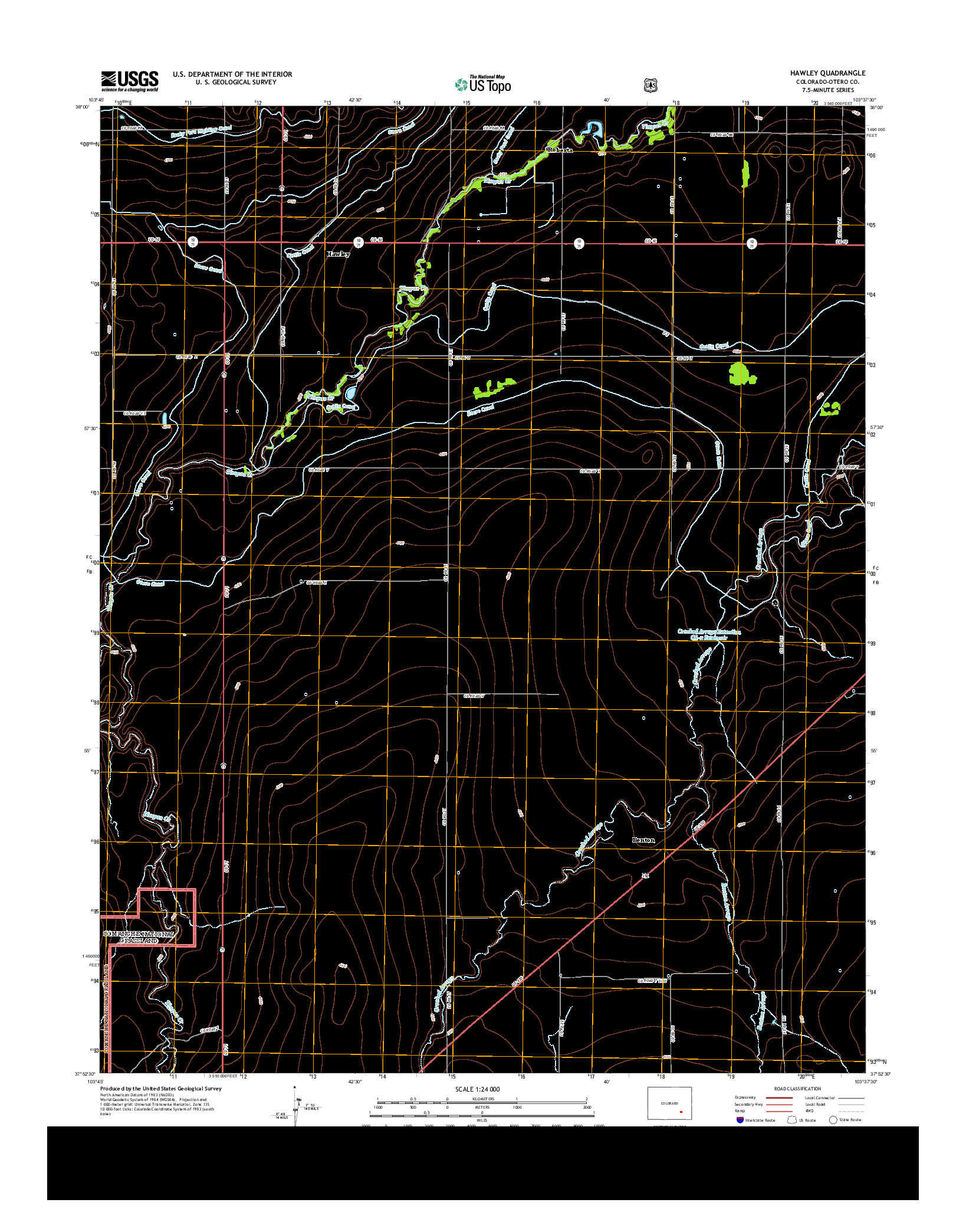USGS US TOPO 7.5-MINUTE MAP FOR HAWLEY, CO 2013