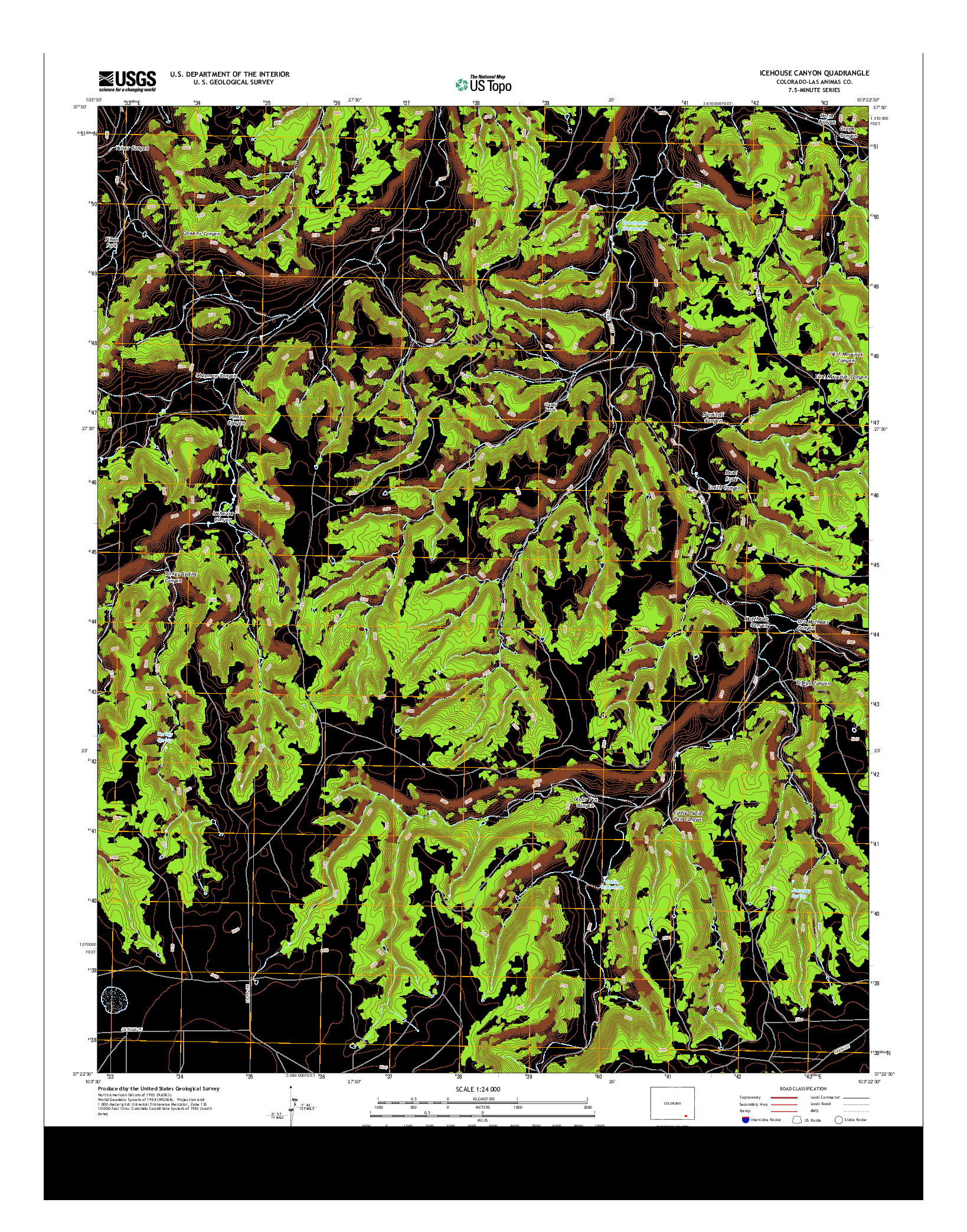 USGS US TOPO 7.5-MINUTE MAP FOR ICEHOUSE CANYON, CO 2013