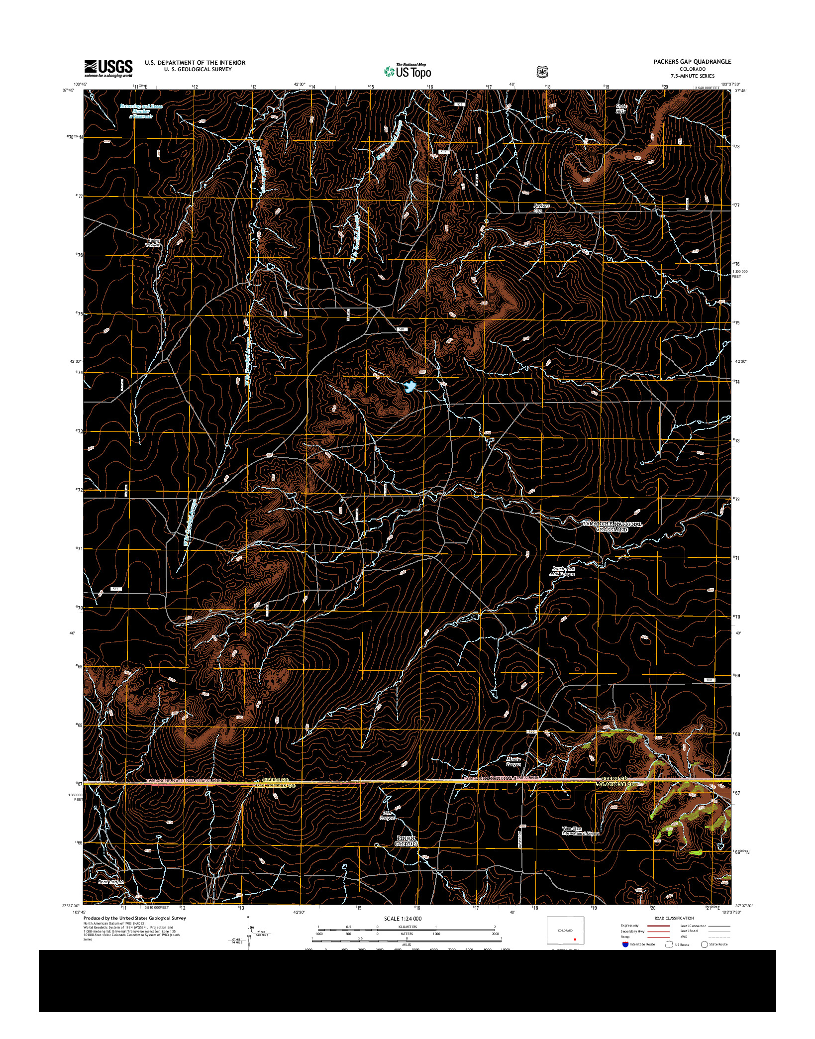 USGS US TOPO 7.5-MINUTE MAP FOR PACKERS GAP, CO 2013