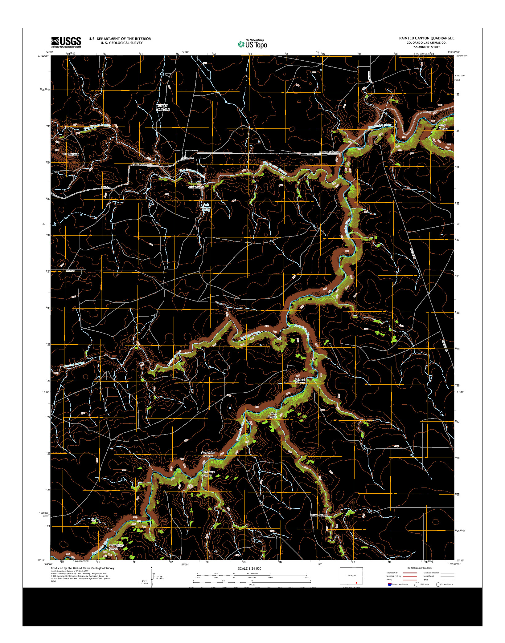 USGS US TOPO 7.5-MINUTE MAP FOR PAINTED CANYON, CO 2013