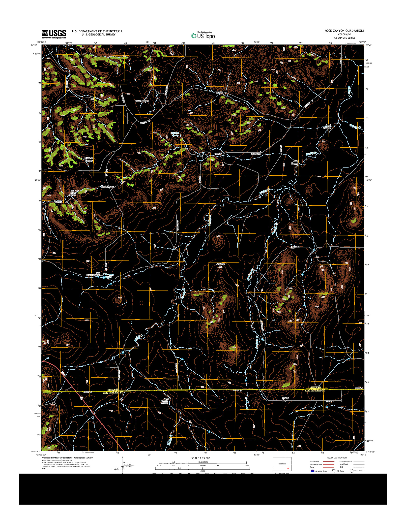 USGS US TOPO 7.5-MINUTE MAP FOR ROCK CANYON, CO 2013