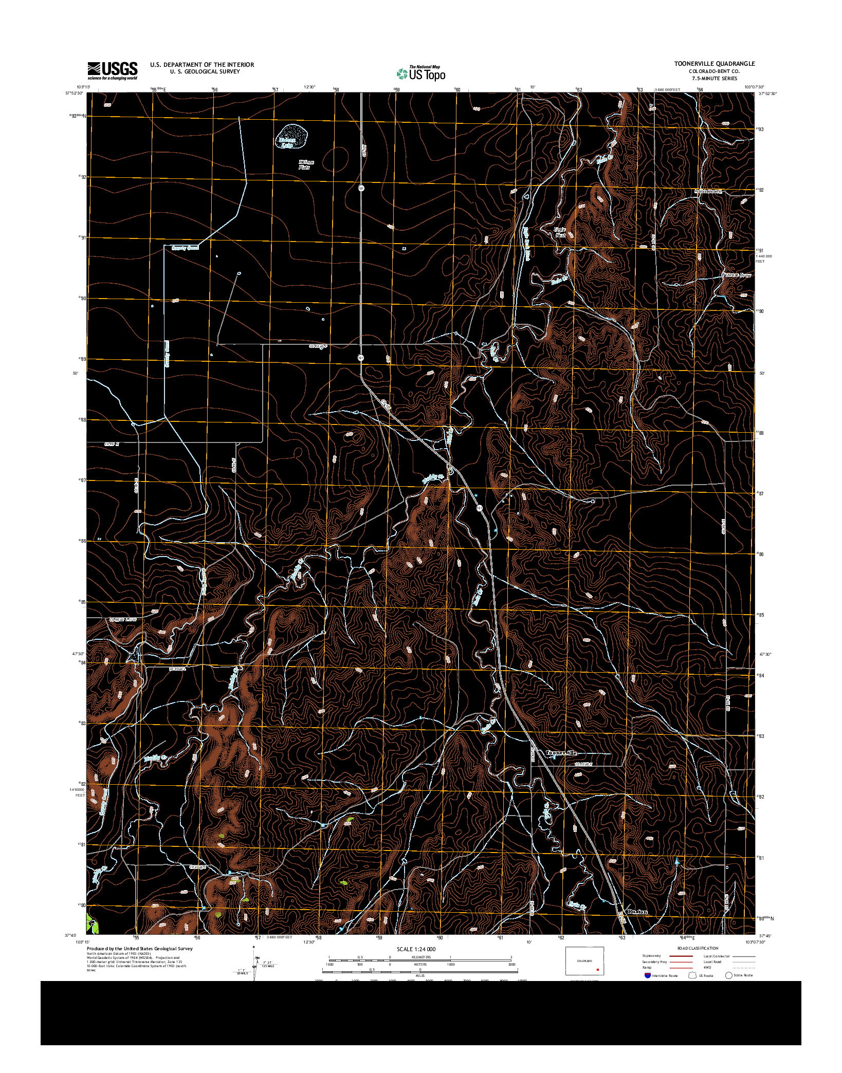 USGS US TOPO 7.5-MINUTE MAP FOR TOONERVILLE, CO 2013