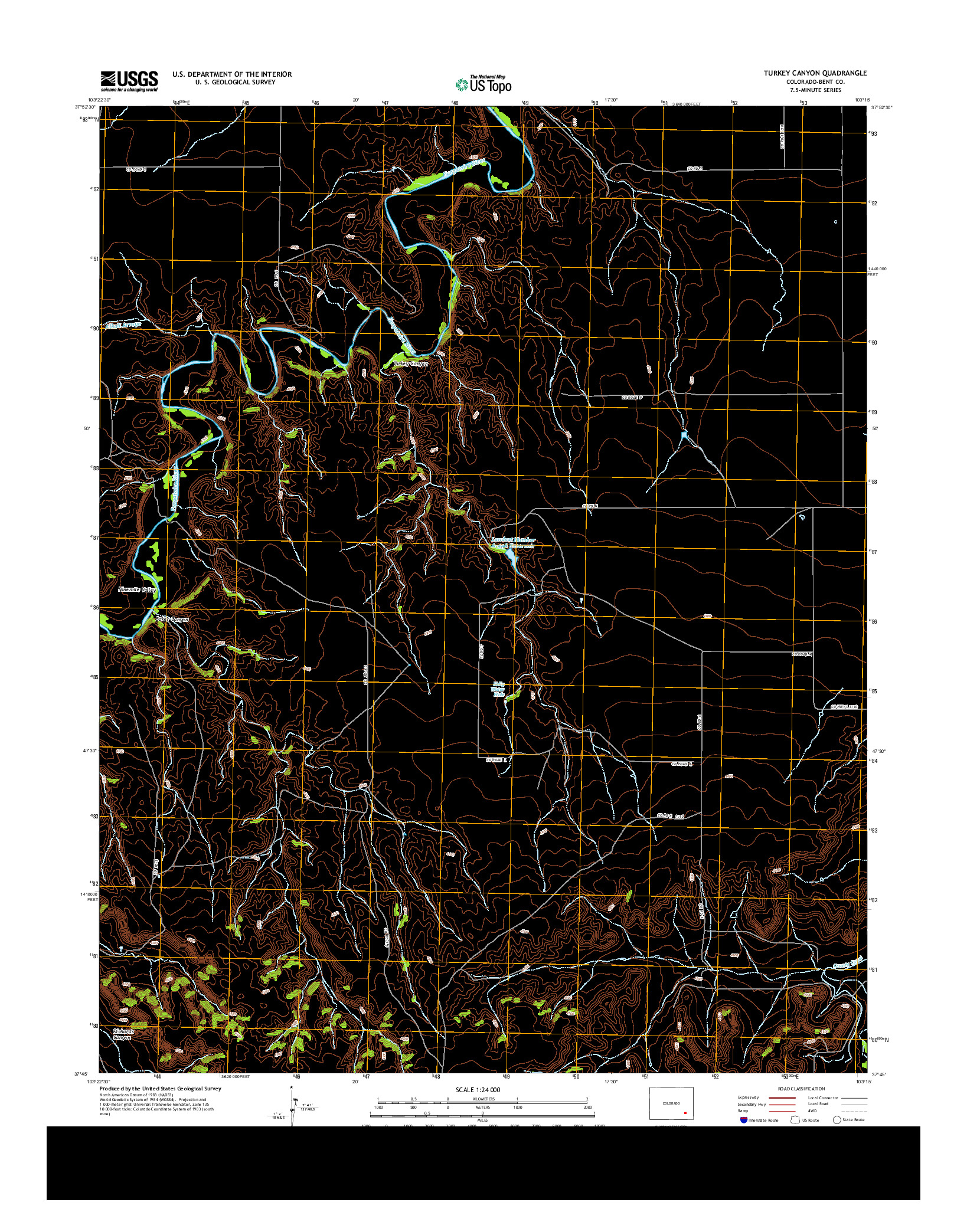 USGS US TOPO 7.5-MINUTE MAP FOR TURKEY CANYON, CO 2013