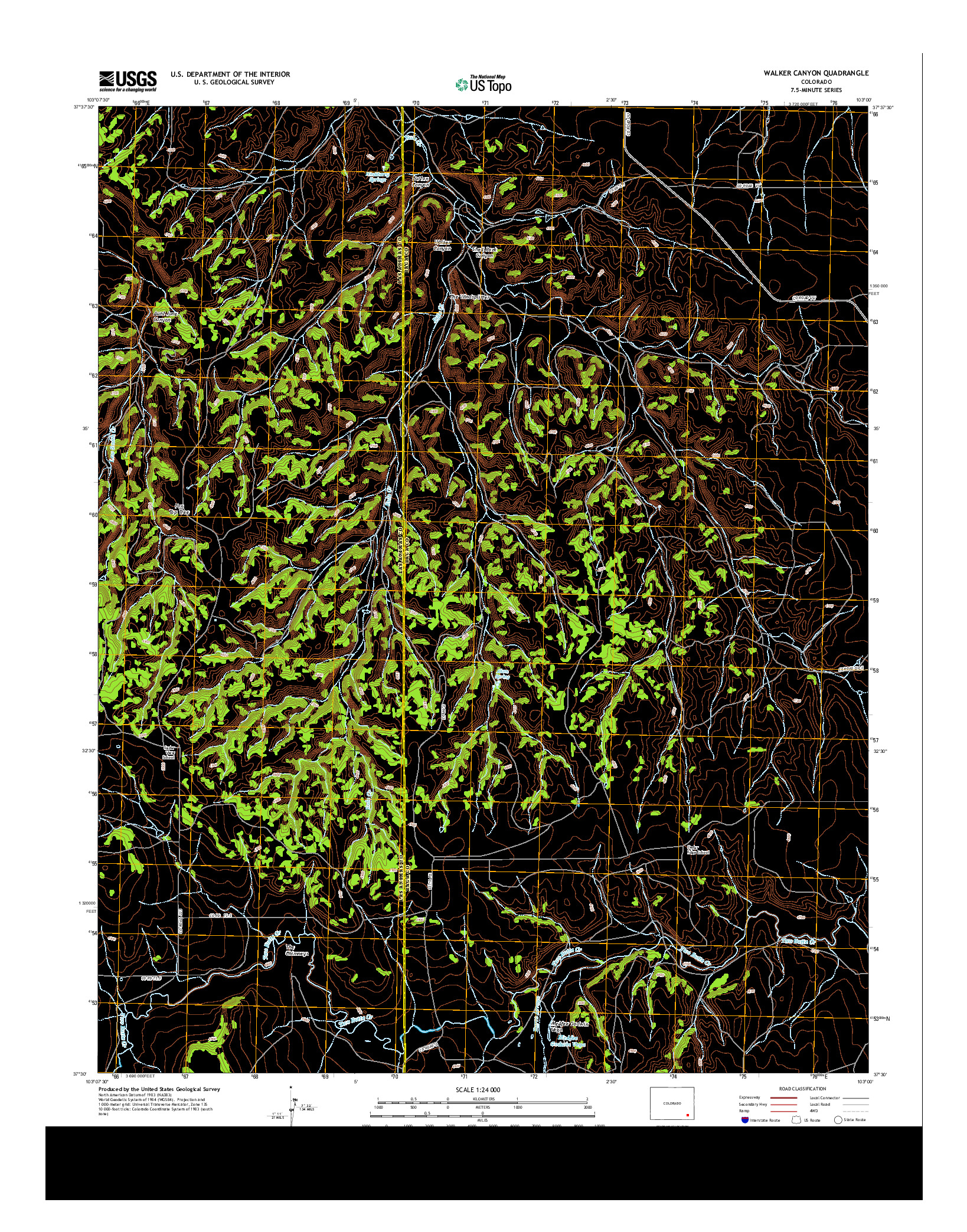 USGS US TOPO 7.5-MINUTE MAP FOR WALKER CANYON, CO 2013