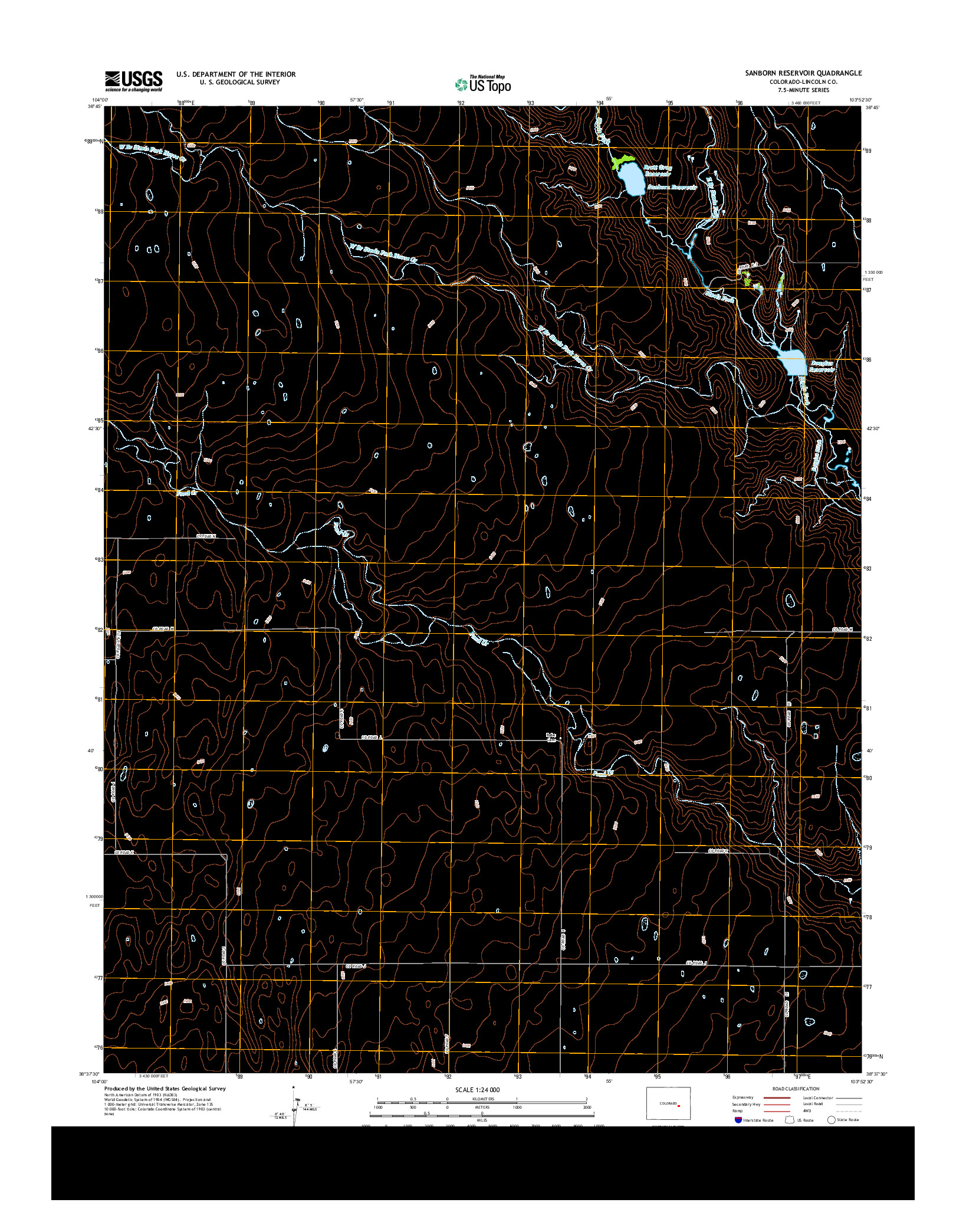 USGS US TOPO 7.5-MINUTE MAP FOR SANBORN RESERVOIR, CO 2013