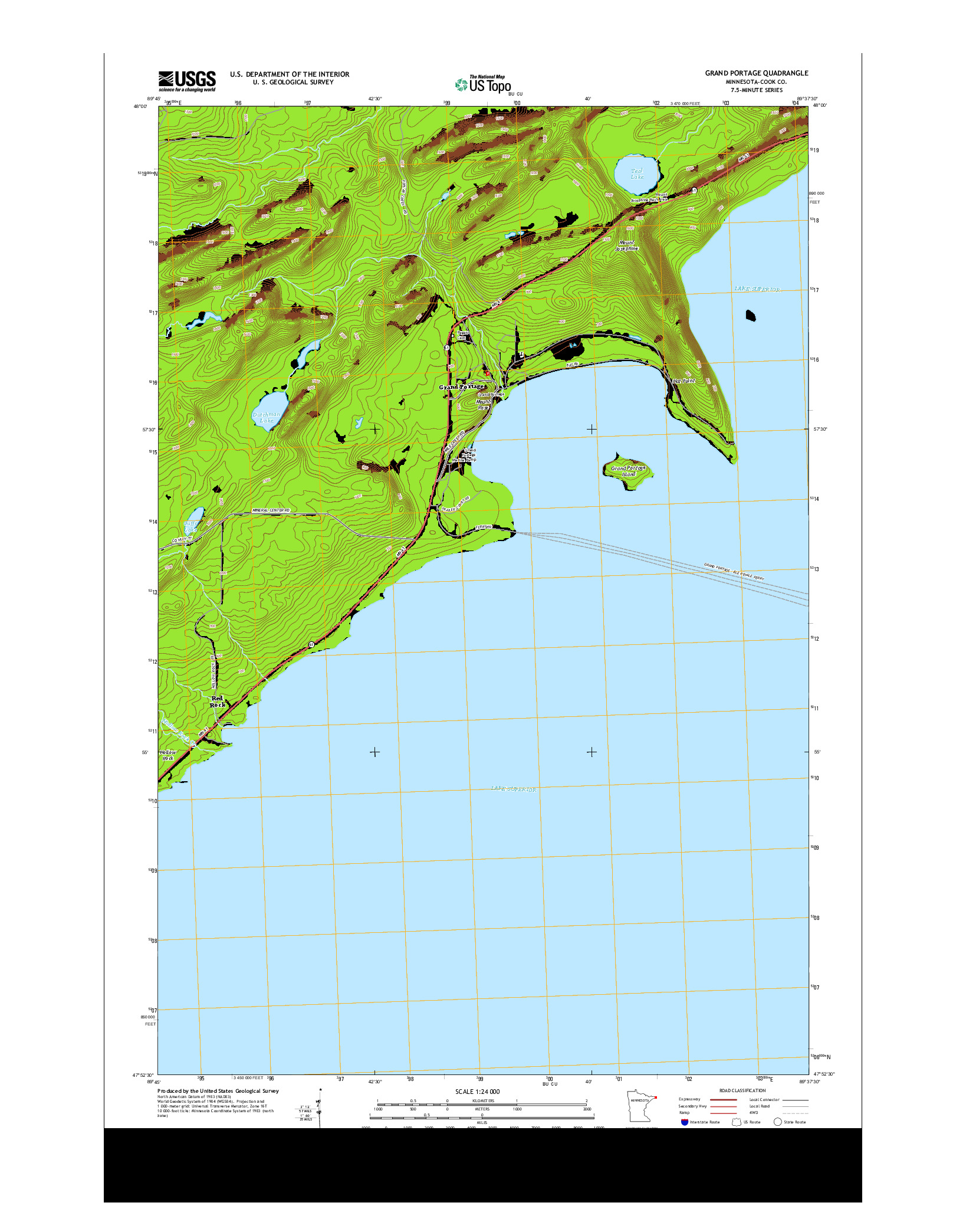 USGS US TOPO 7.5-MINUTE MAP FOR GRAND PORTAGE, MN 2013