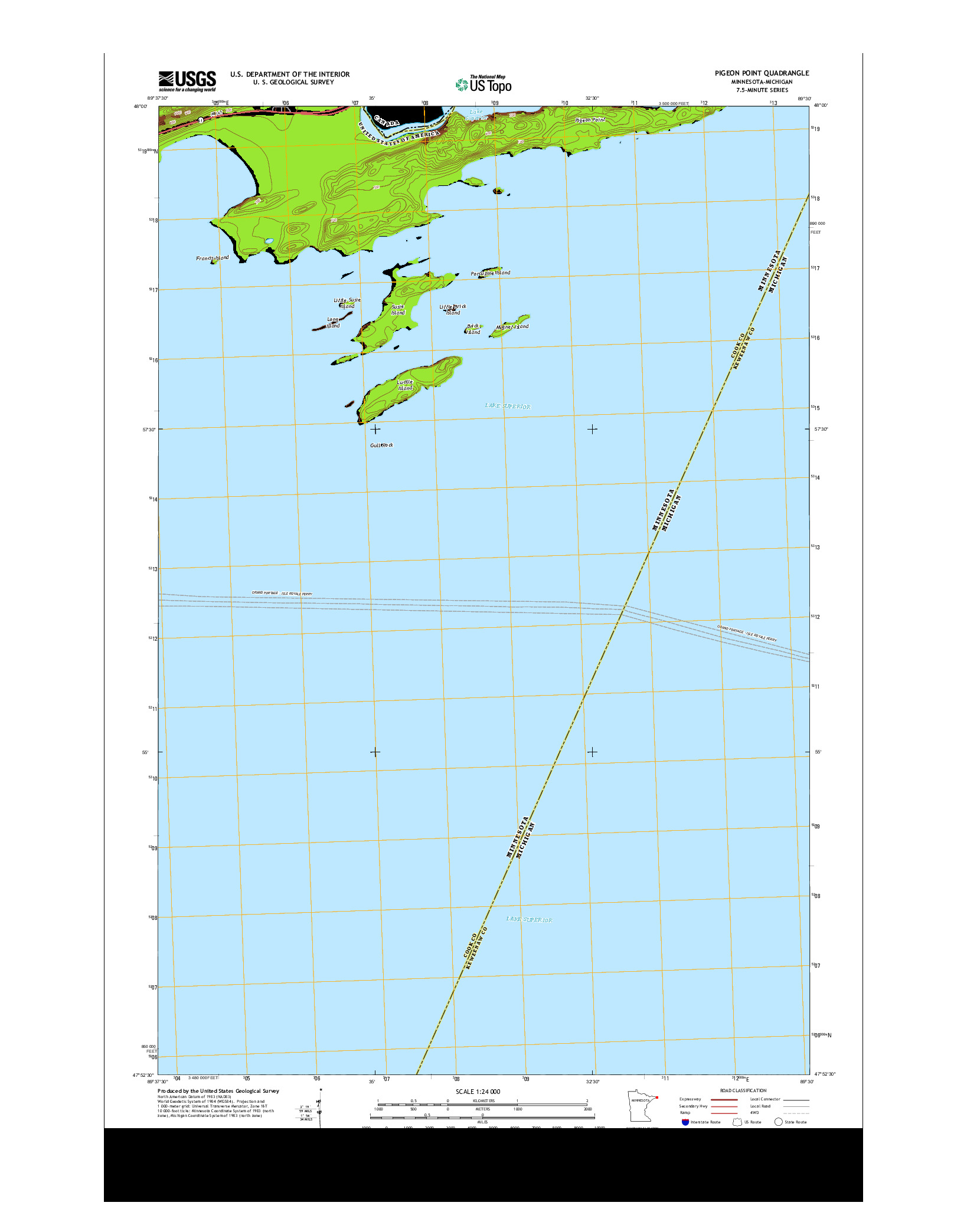 USGS US TOPO 7.5-MINUTE MAP FOR PIGEON POINT, MN-MI 2013