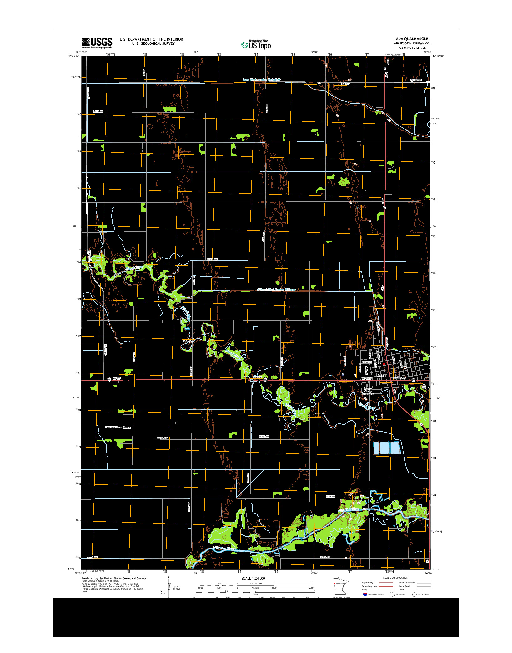 USGS US TOPO 7.5-MINUTE MAP FOR ADA, MN 2013